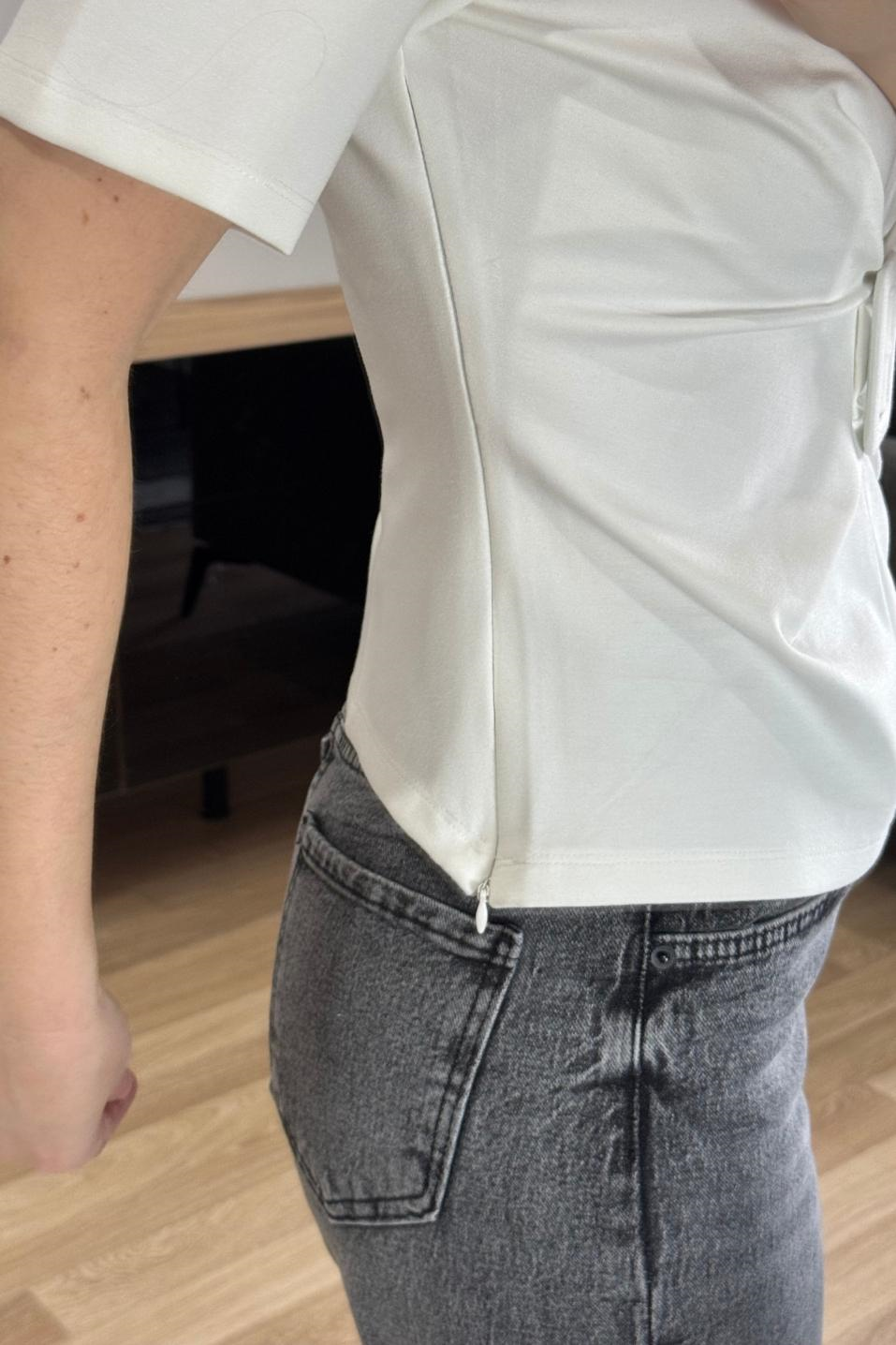 Tokalı Çelik Bluz Beyaz