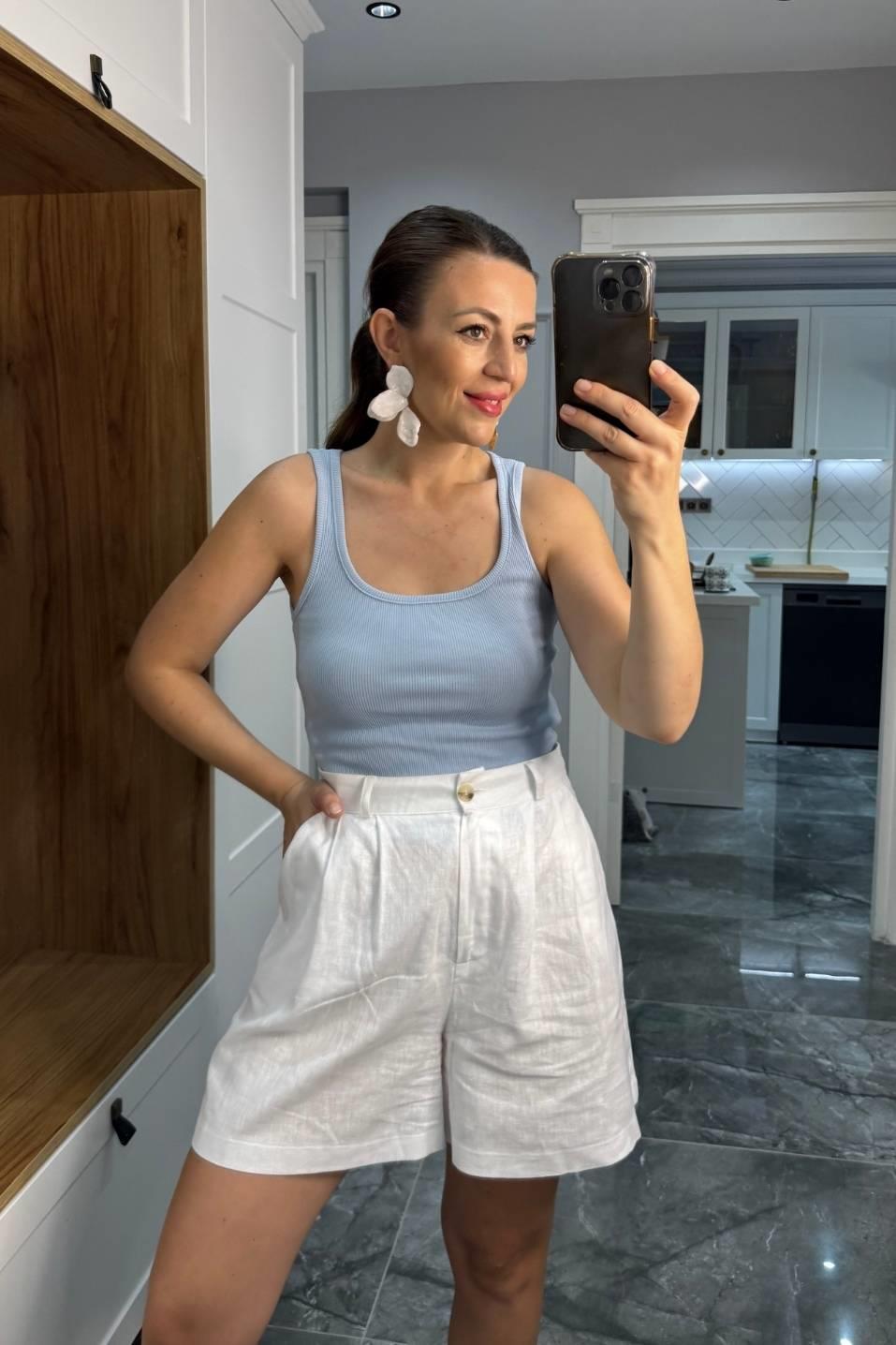 Geniş Yaka Atlet Body Bebe Mavi