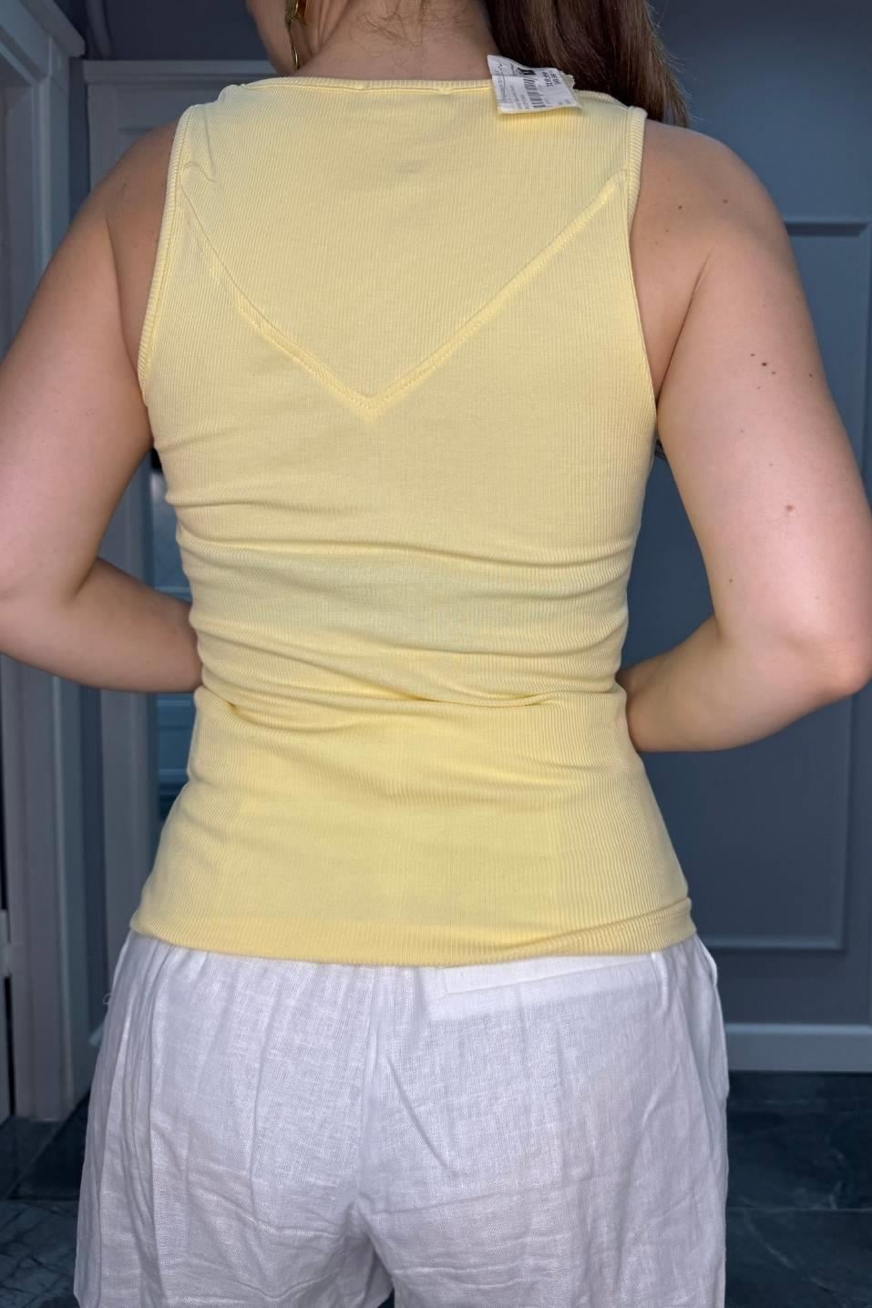 Geniş Yaka Atlet Body Lİmon Sarı