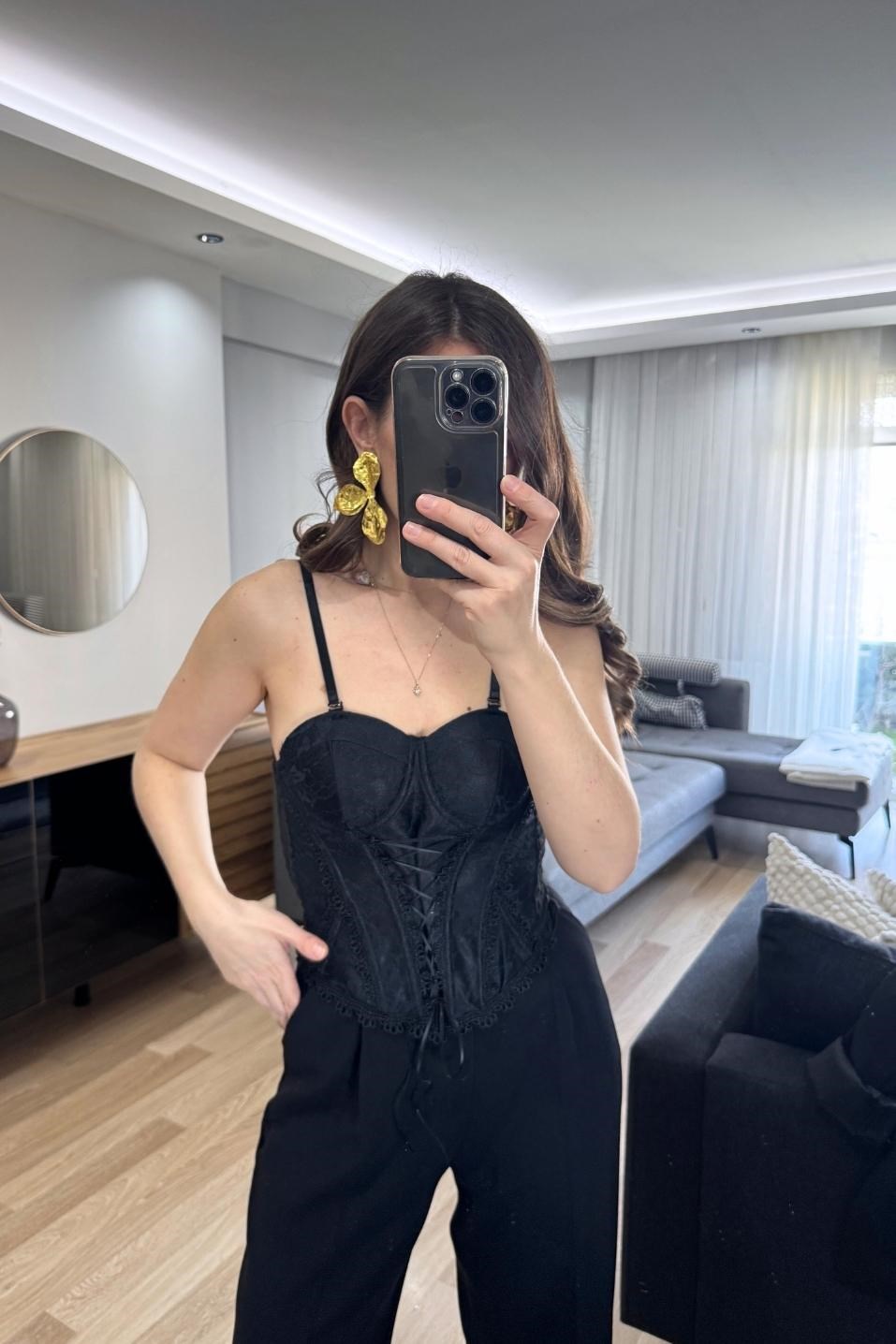 Celeste Dantel Korse Büstiyer Siyah