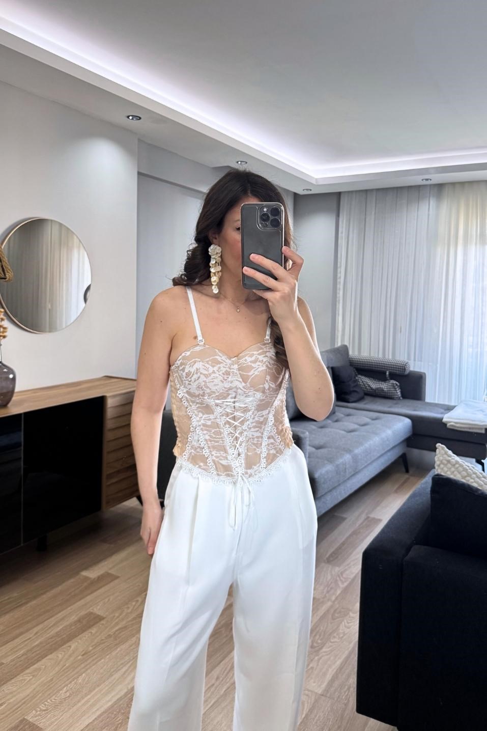 Celeste Dantel Korse Büstiyer Bej
