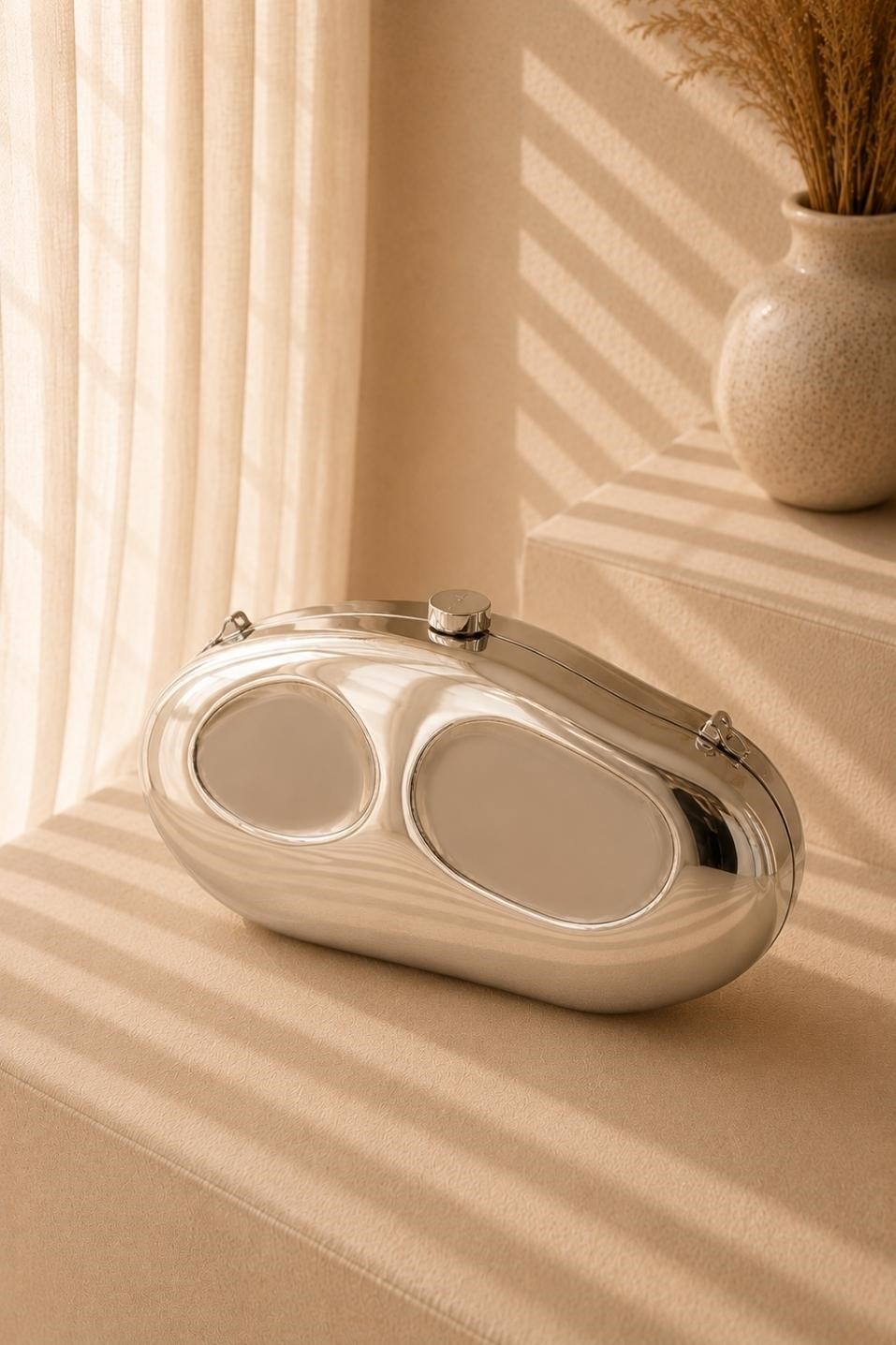 Dalgalı Clutch Çanta Silver