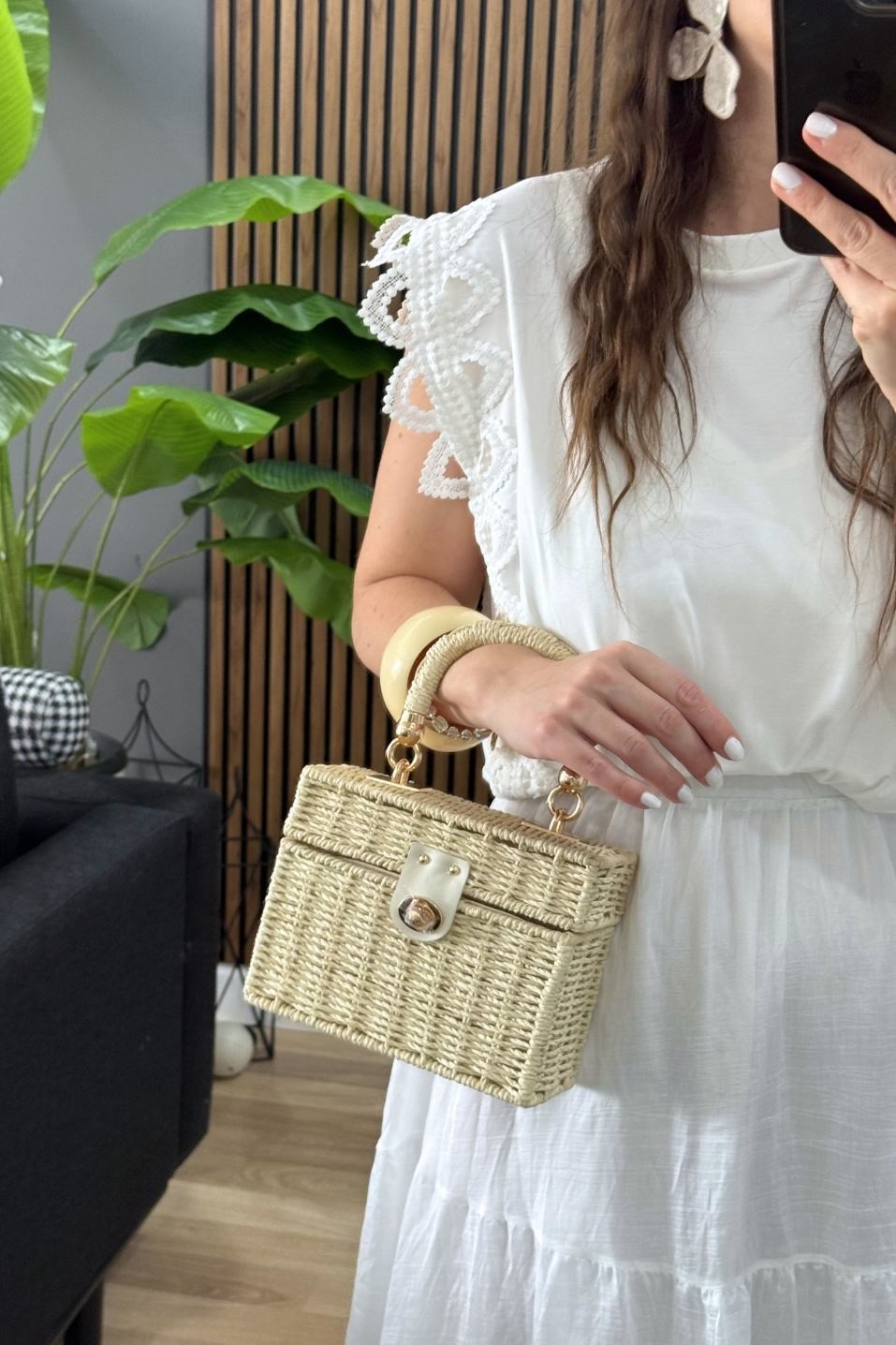 Lunette Gold Kilitli Kutu Çanta Taş