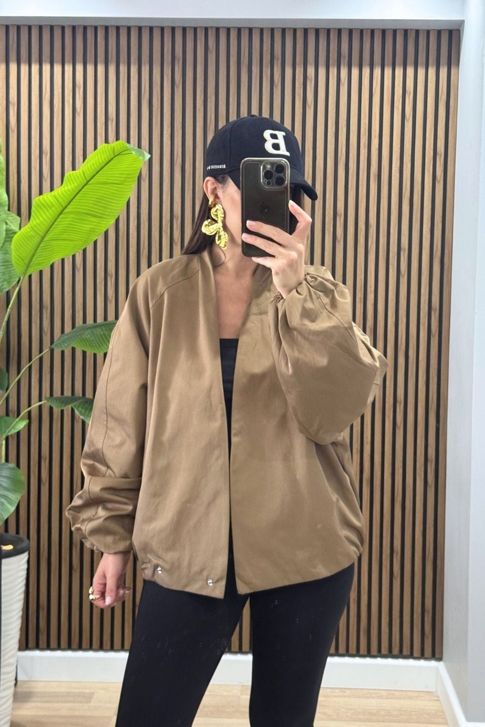 Nessa Çıtçıtlı Bomber Ceket Camel