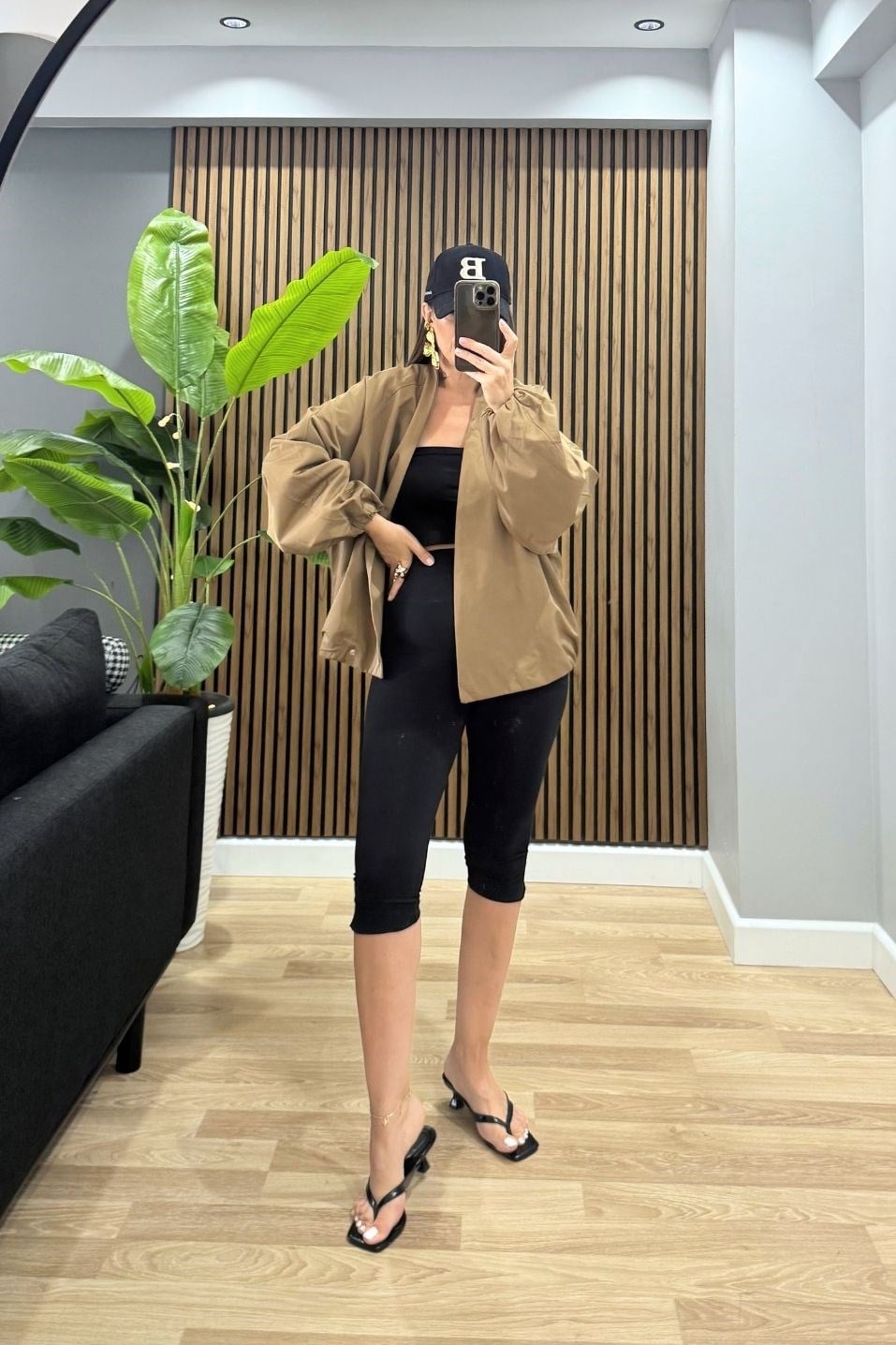 Nessa Çıtçıtlı Bomber Ceket Camel