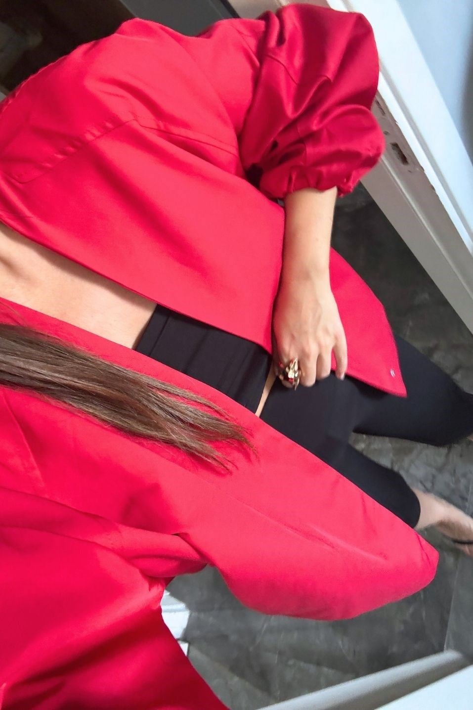 Nessa Çıtçıtlı Bomber Ceket Kırmızı