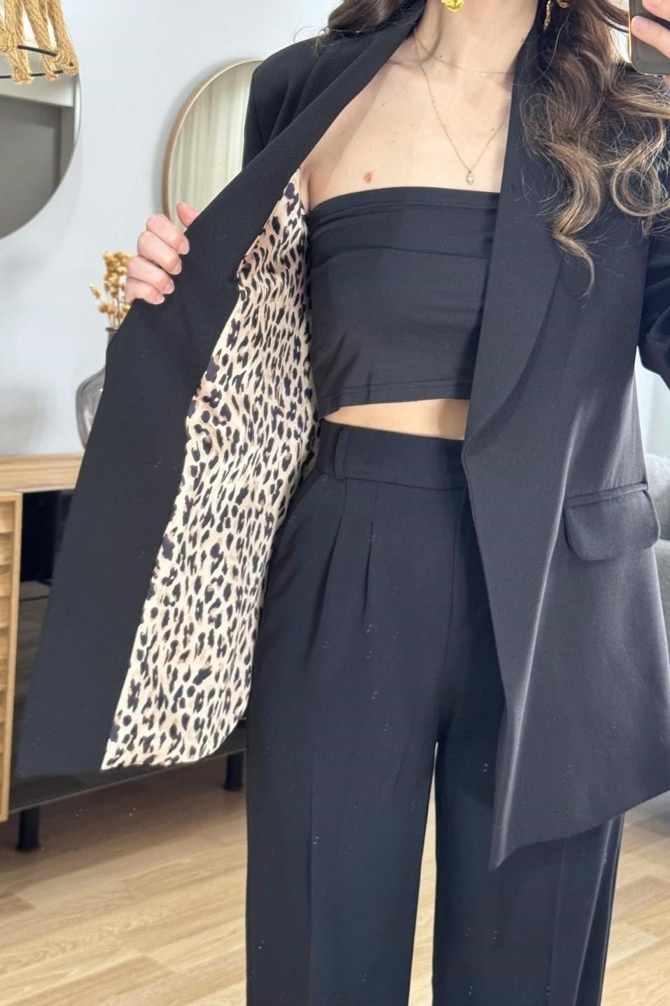 Şal Yaka Kolu Katlamalı Astarlı Blazer Ceket Siyah