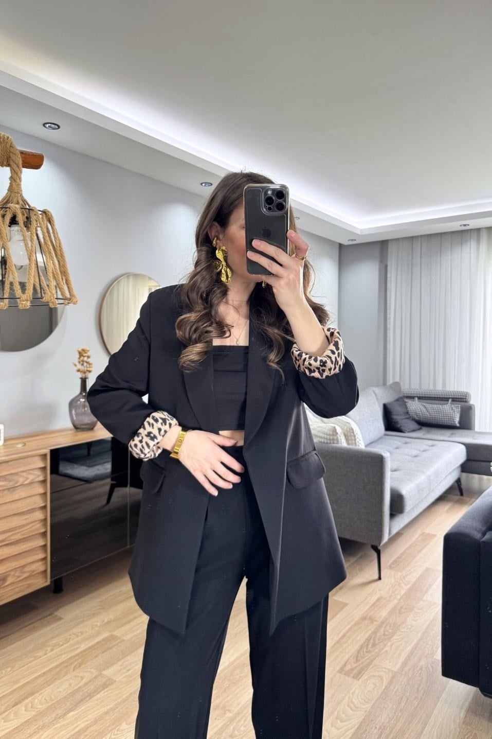 Şal Yaka Kolu Katlamalı Astarlı Blazer Ceket Siyah