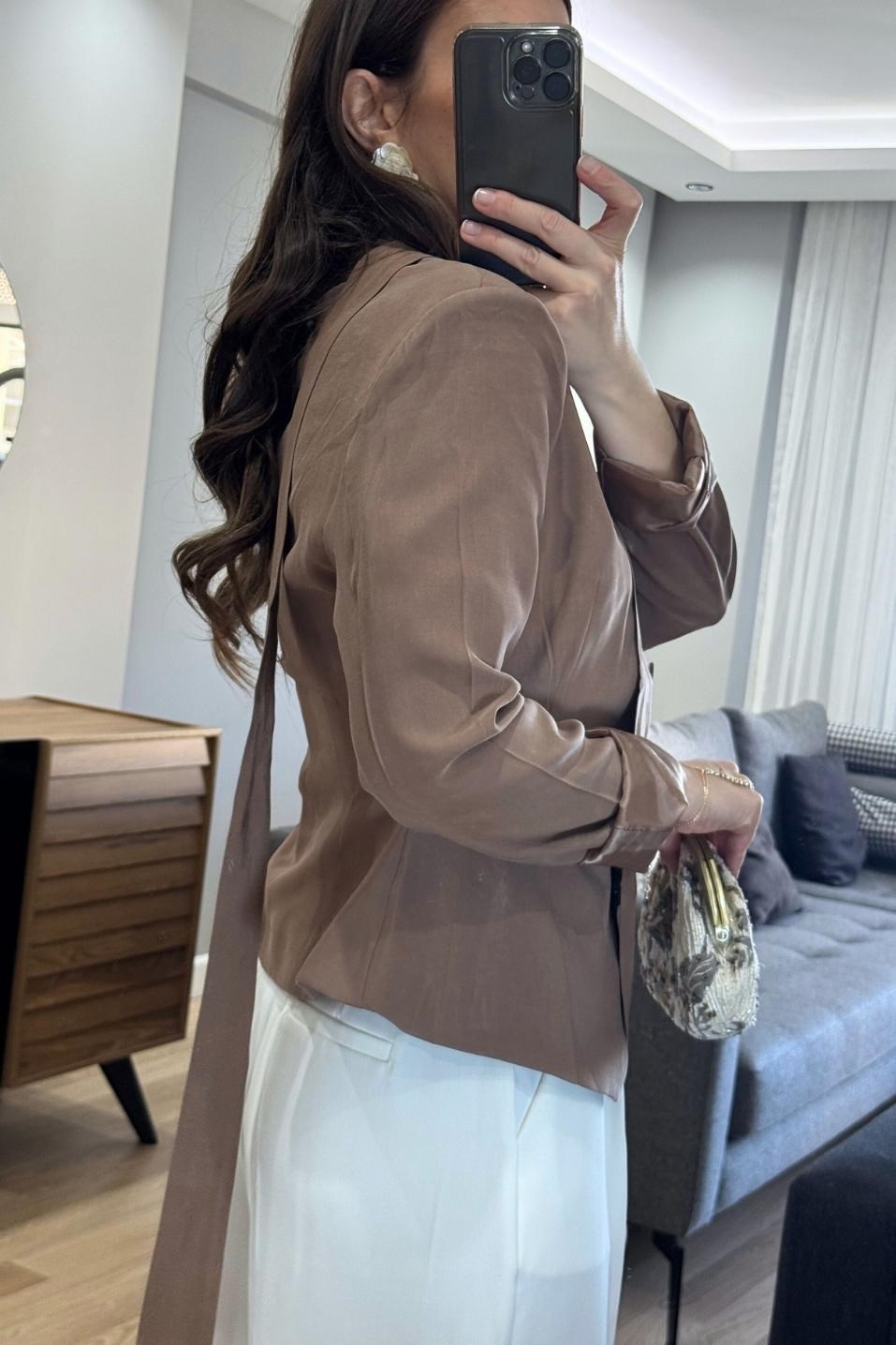 Viera Şallı Blazer Ceket Vizon