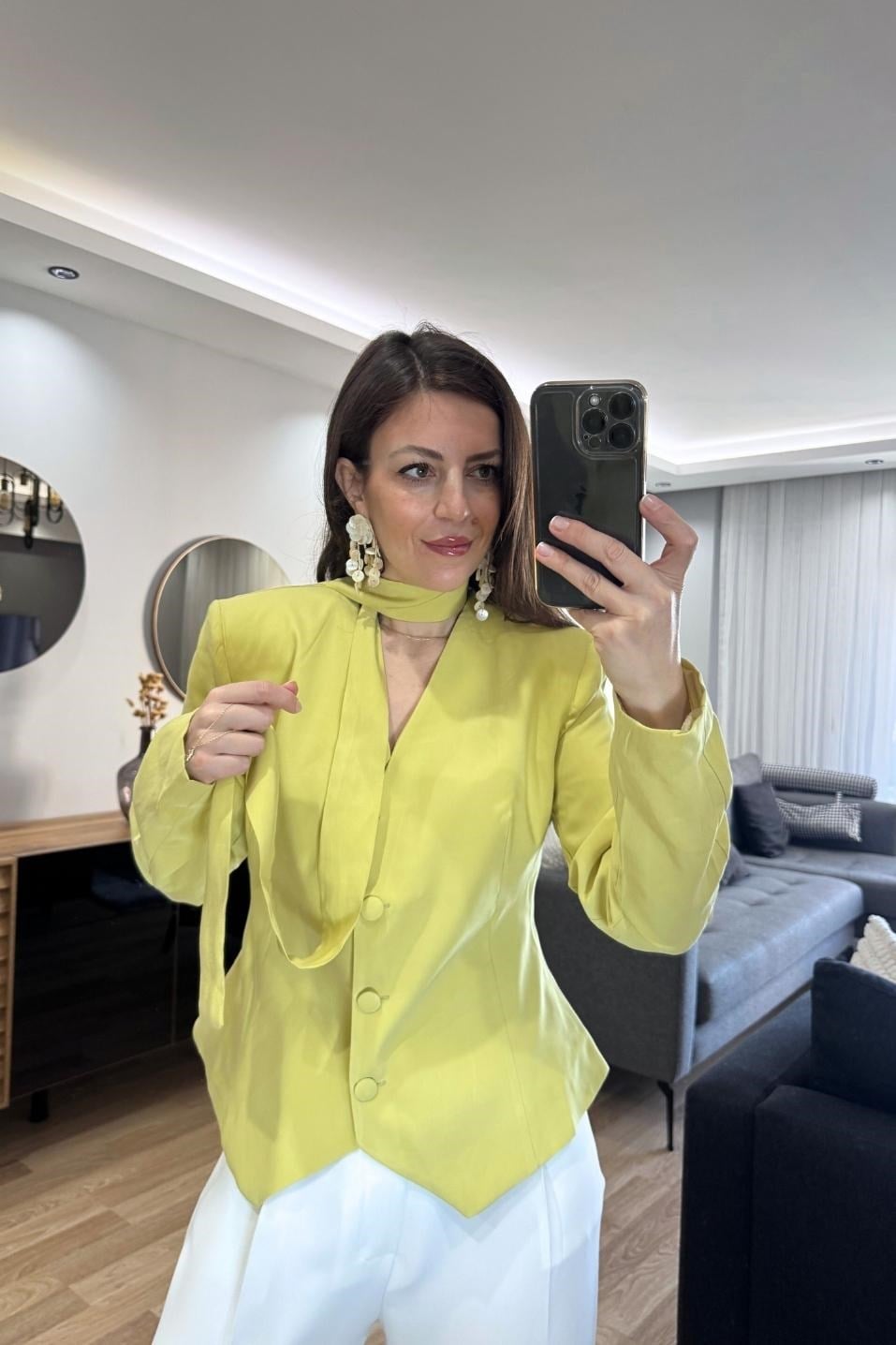 Viera Şallı Blazer Ceket Yeşil