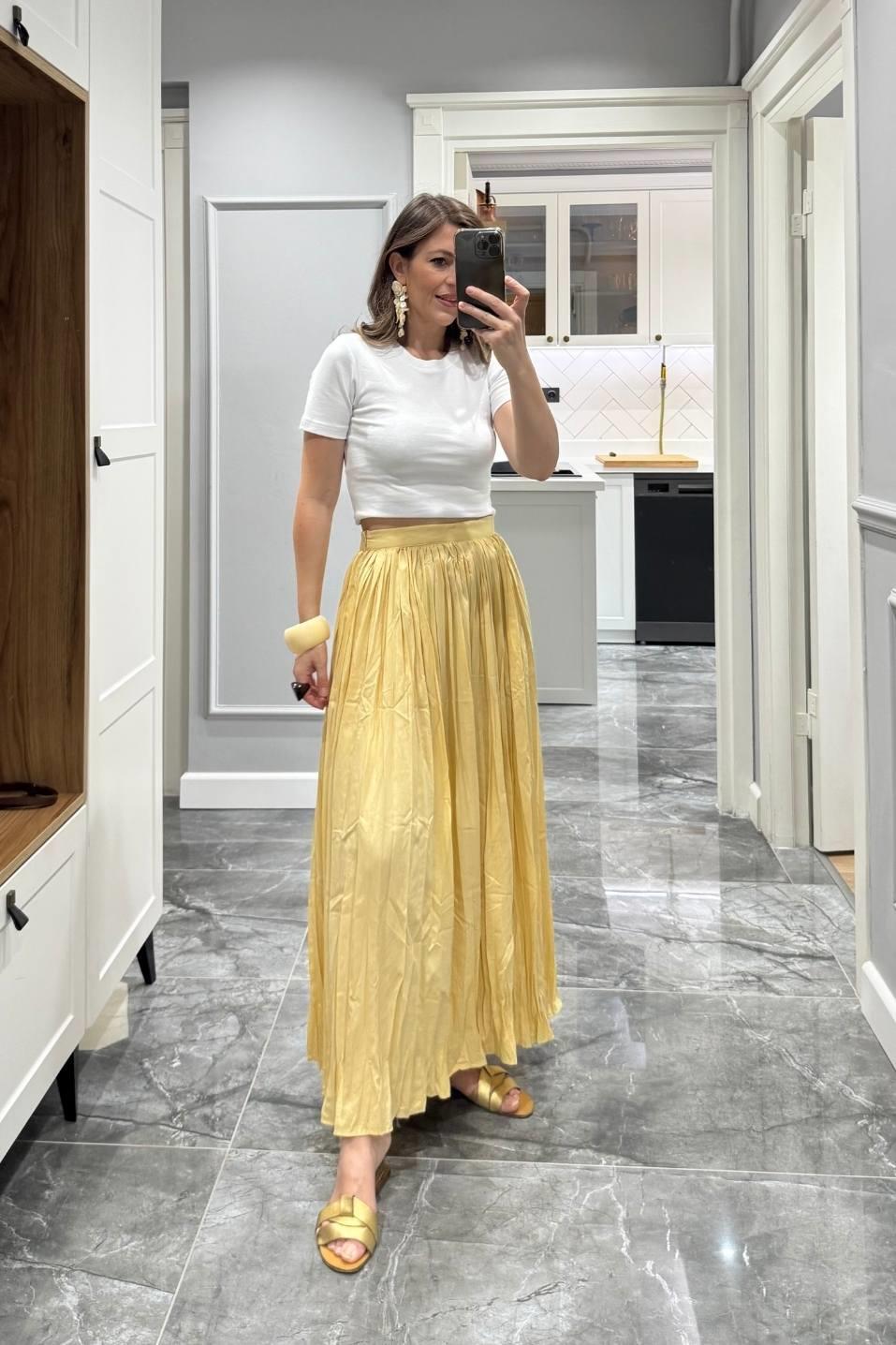 Bisiklet Yaka Crop Top Beyaz