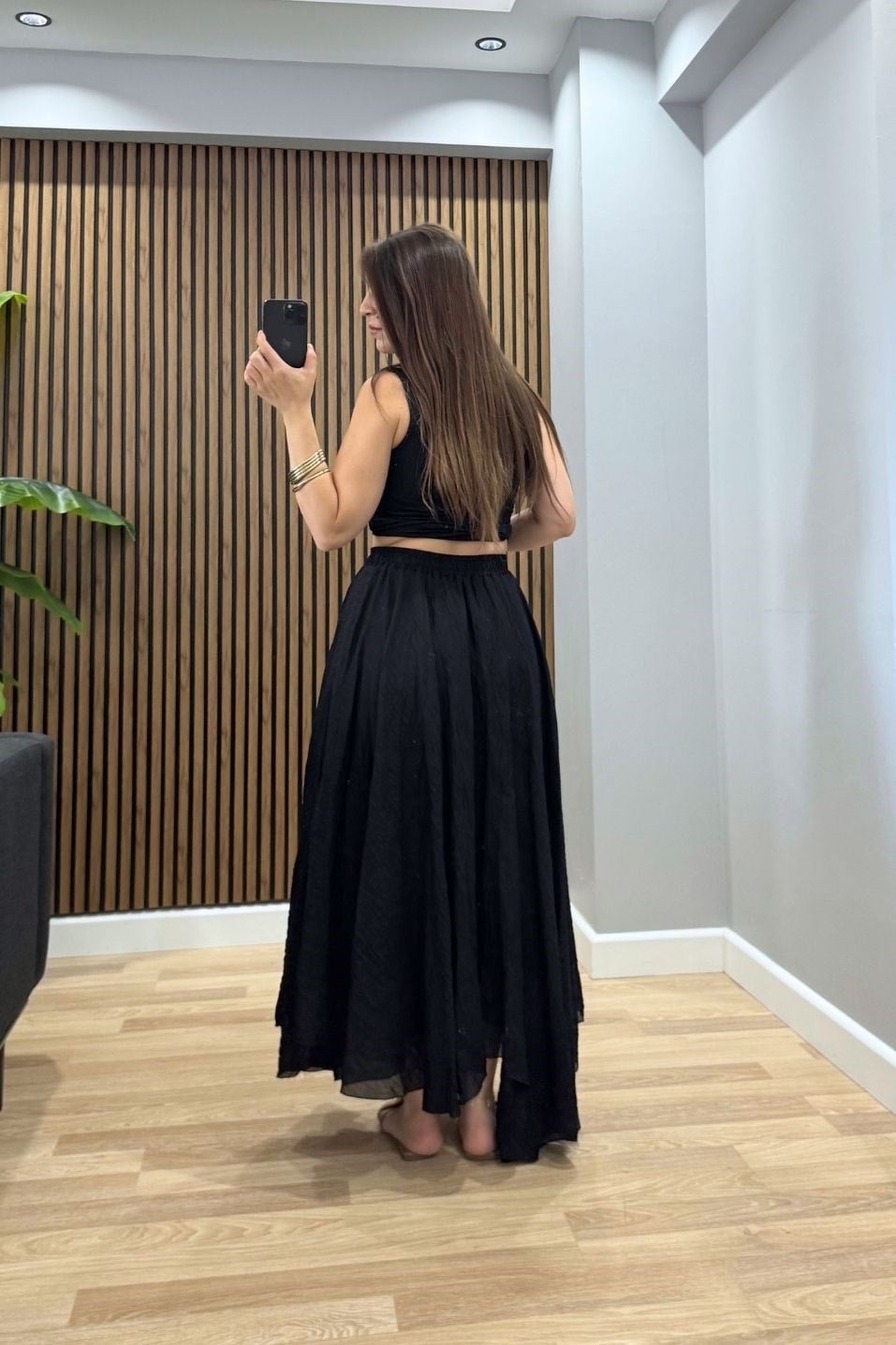 Arlena Asimetrik Maxi Etek Siyah