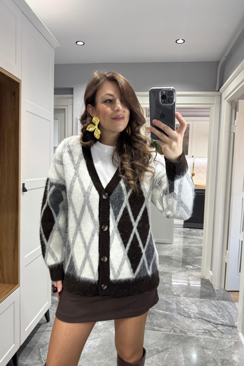 Kumaş Mini Etek Acı Kahve