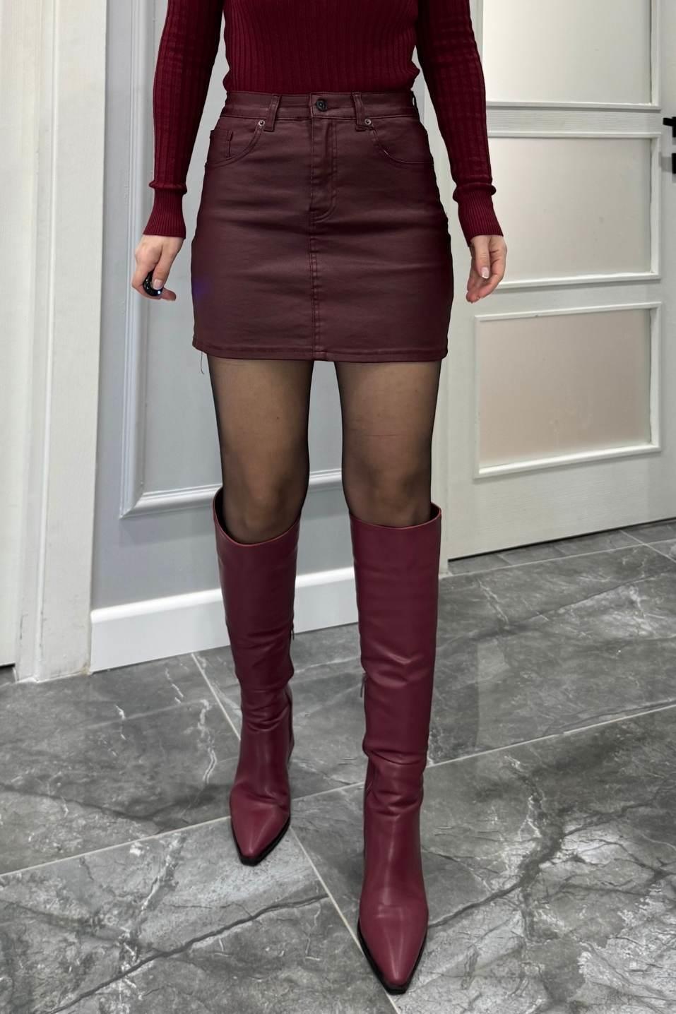 Marka Model Mumlu Kaplama Etek Bordo
