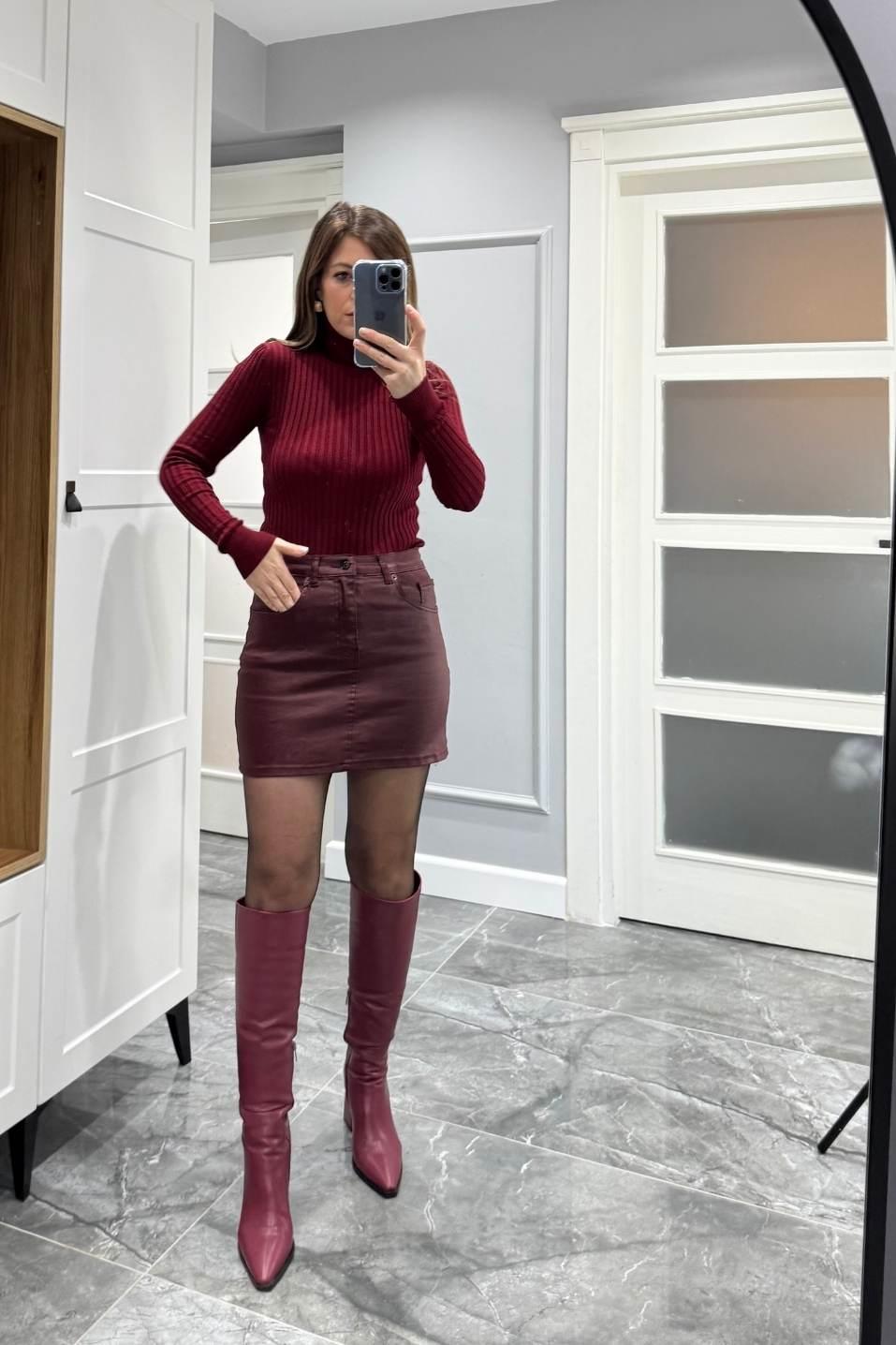 Marka Model Mumlu Kaplama Etek Bordo