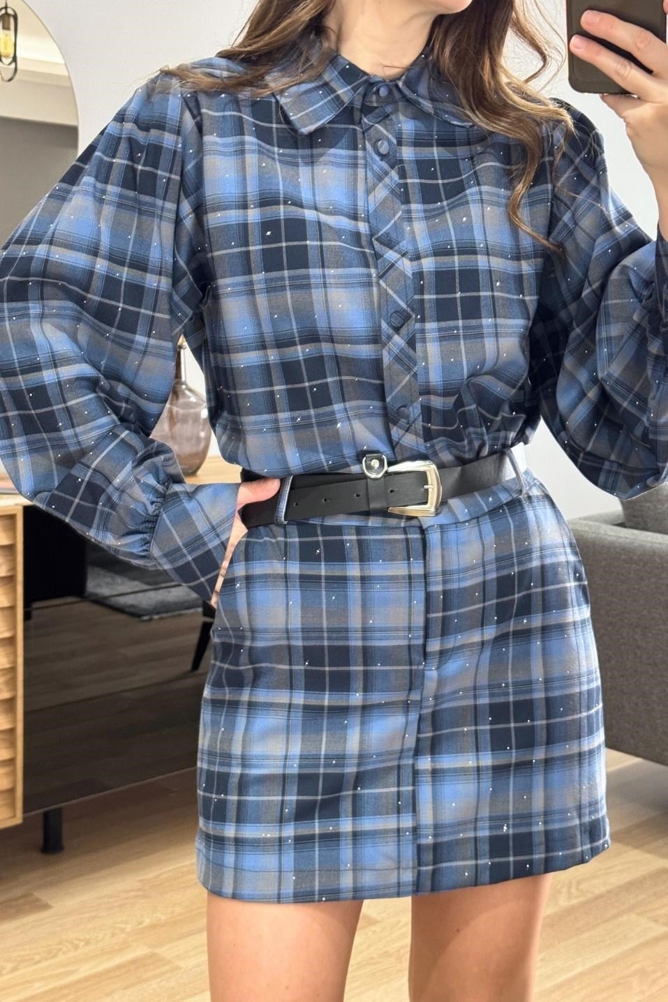 Şortlu Kemerli Tasarım Etek Mavi