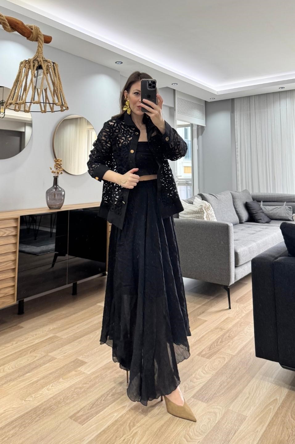 Noir Lace Gömlek Ceket Siyah
