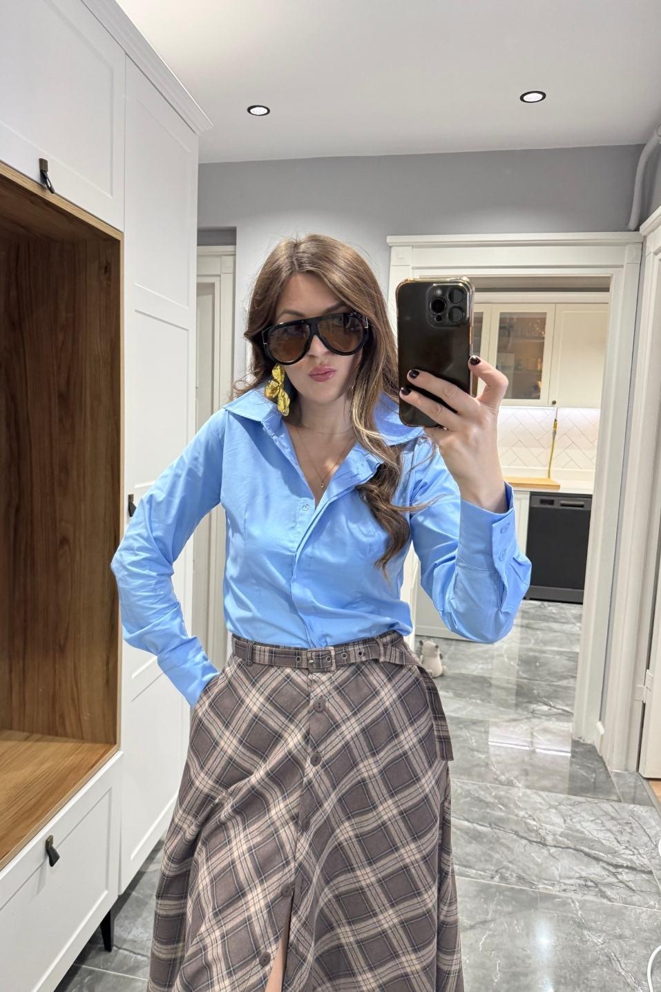 Slim Fit Gömlek Bebe Mavi