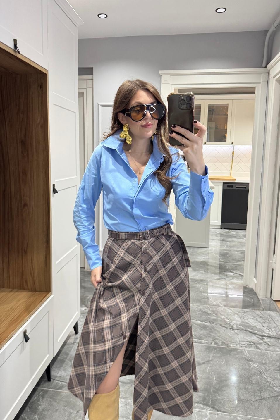 Slim Fit Gömlek Bebe Mavi