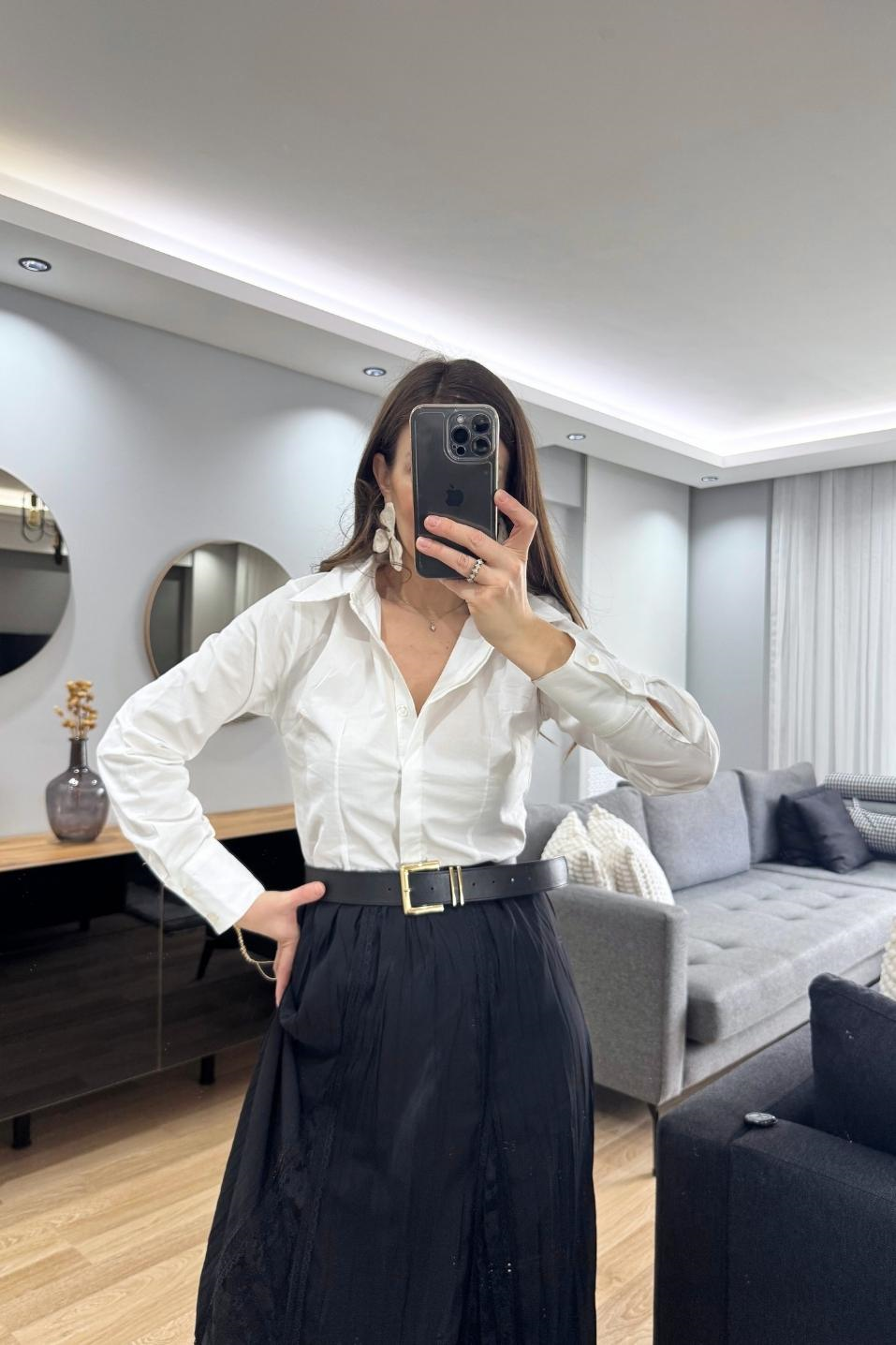 Slim Fit Gömlek Ekru