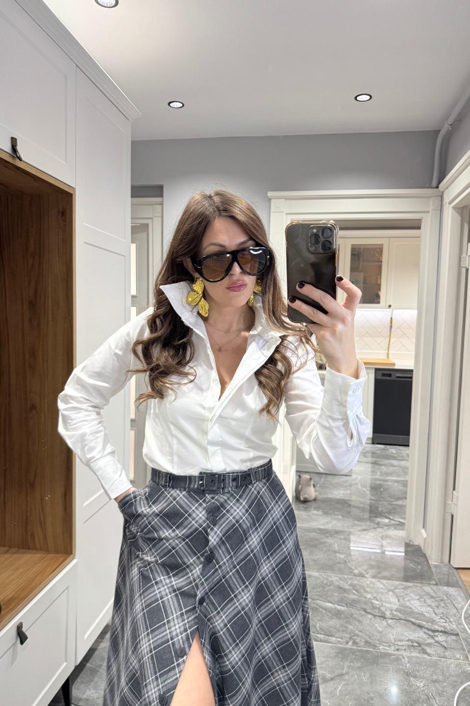 Slim Fit Gömlek Ekru