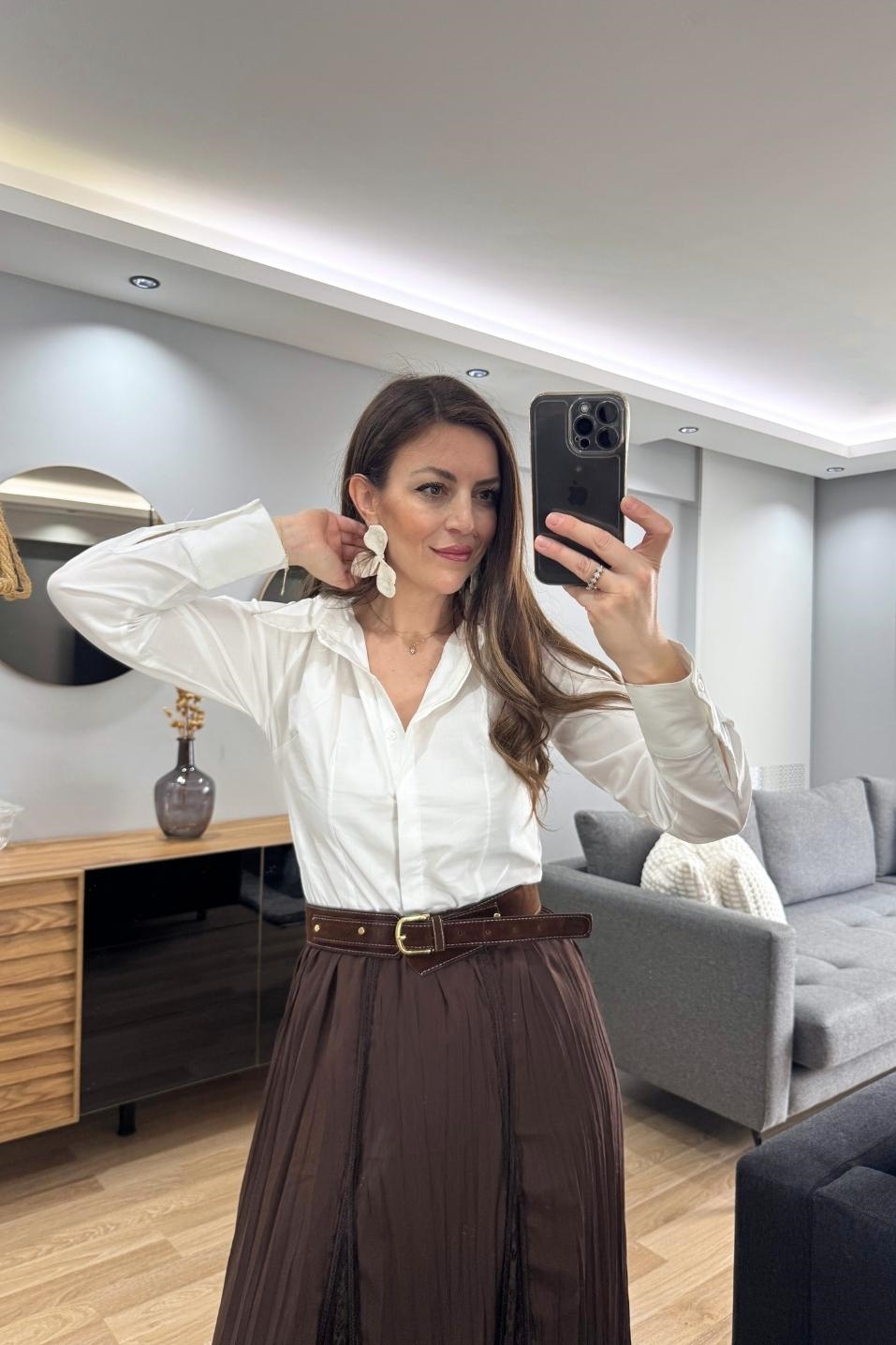 Slim Fit Gömlek Ekru