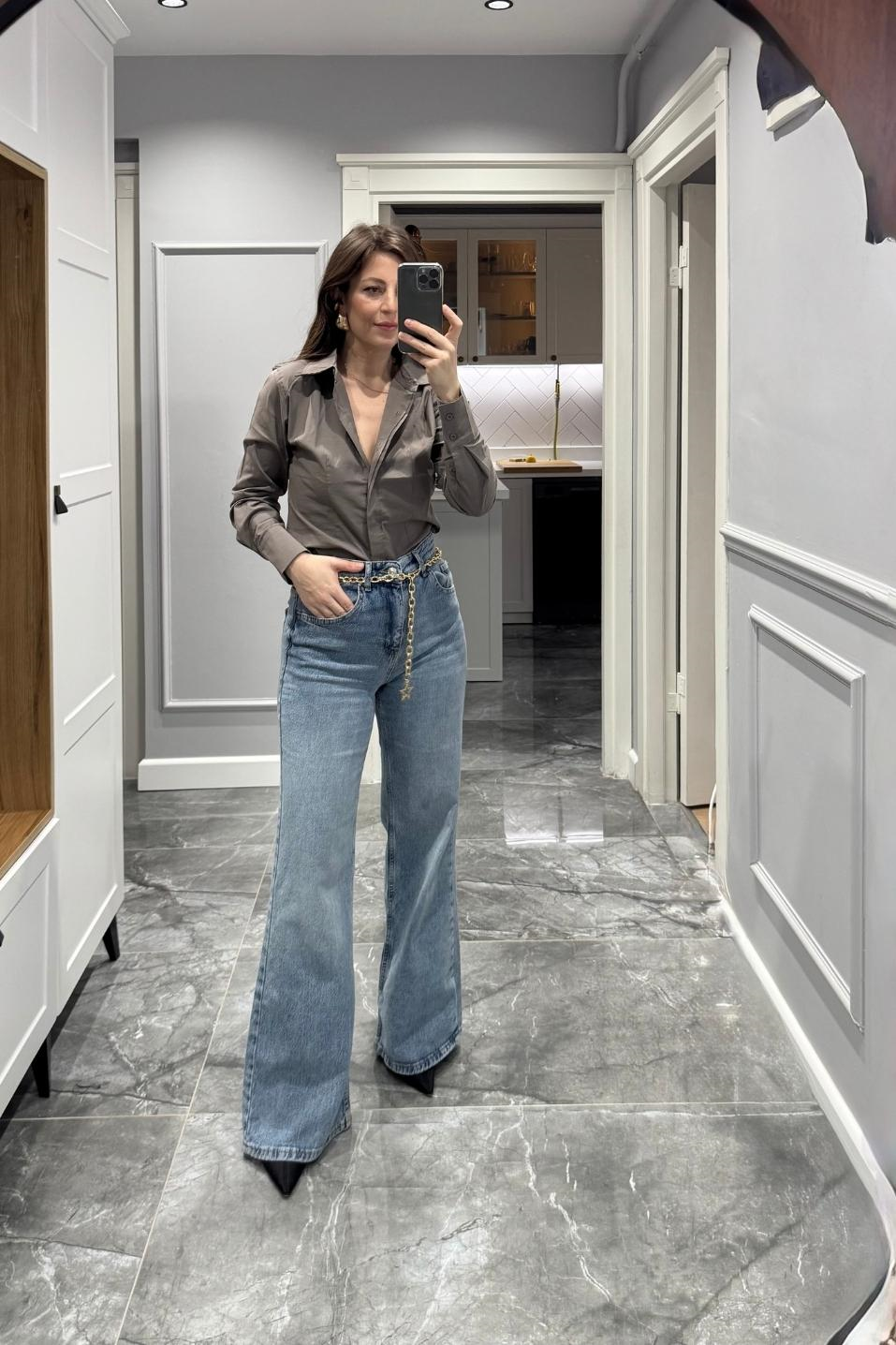 Slim Fit Gömlek Vizon