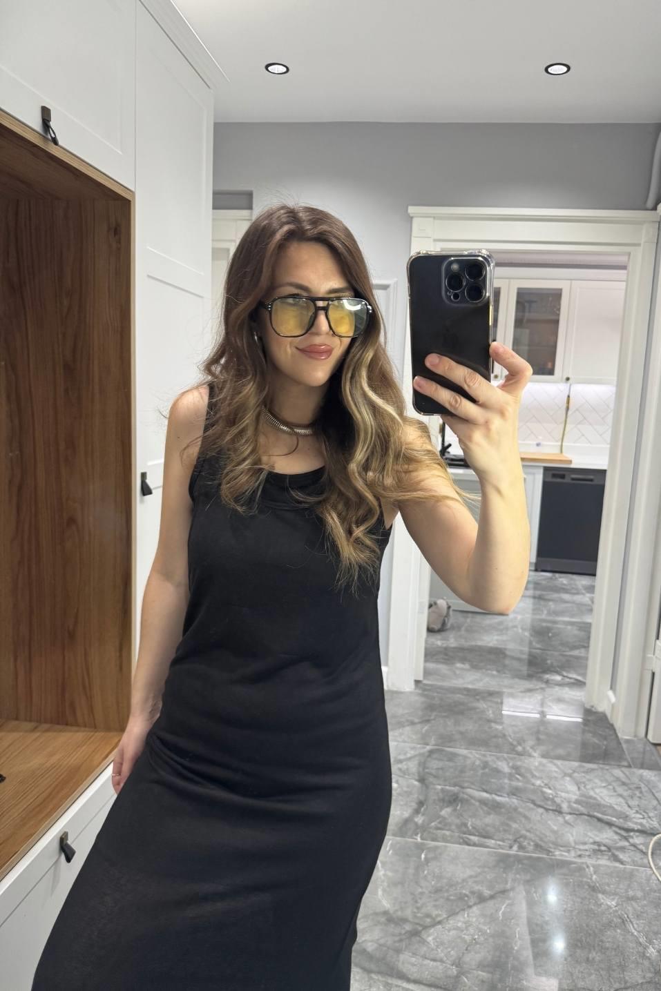 Frezya Kolsuz Astarlı Elbise Siyah