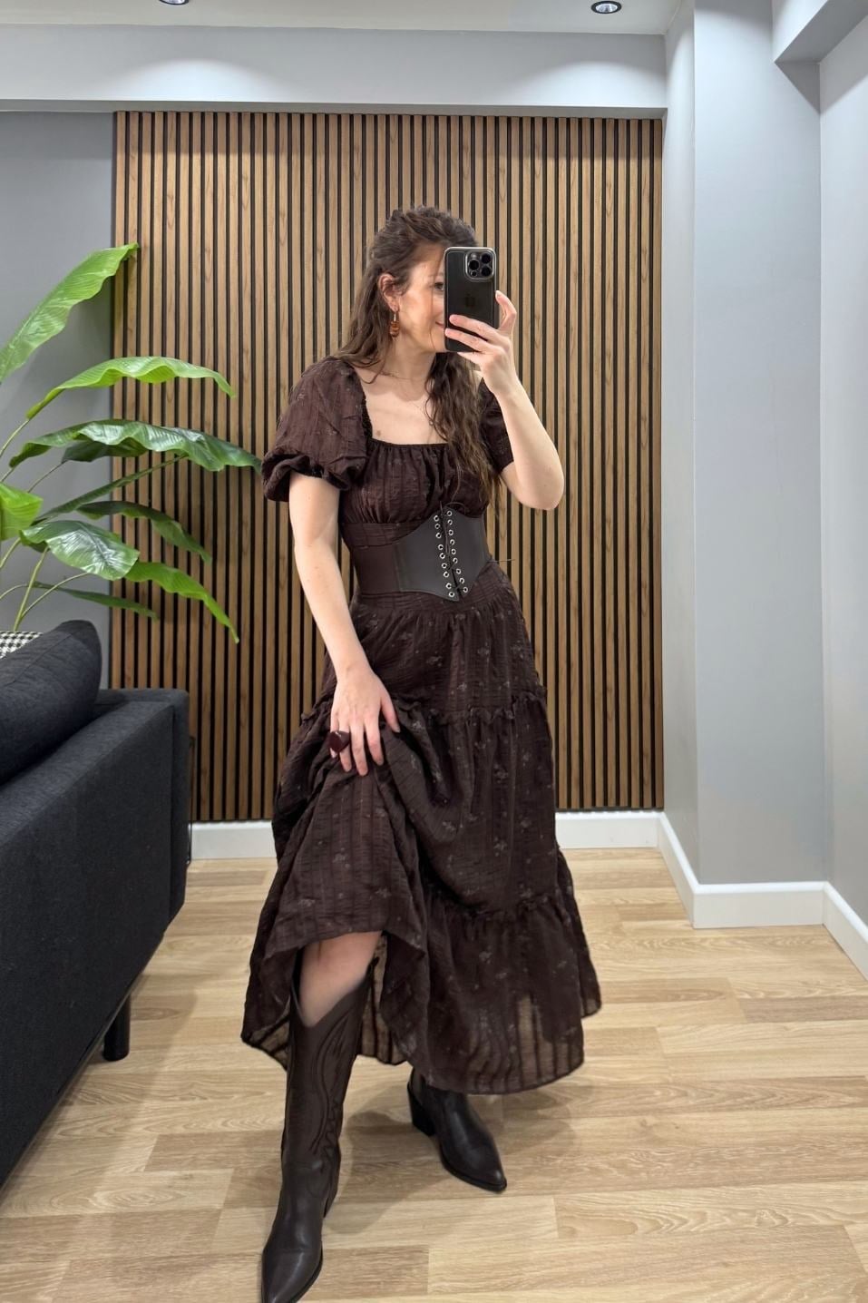 Günlük ElbiseLuna Soft Bohem Elbise Kahverengi