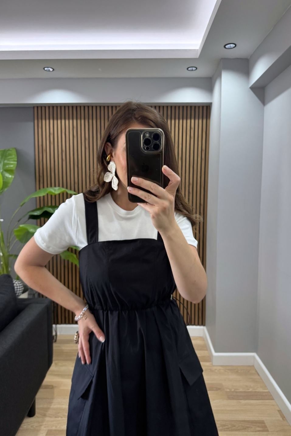 Mireva Askılı Midi Boy Elbise Siyah