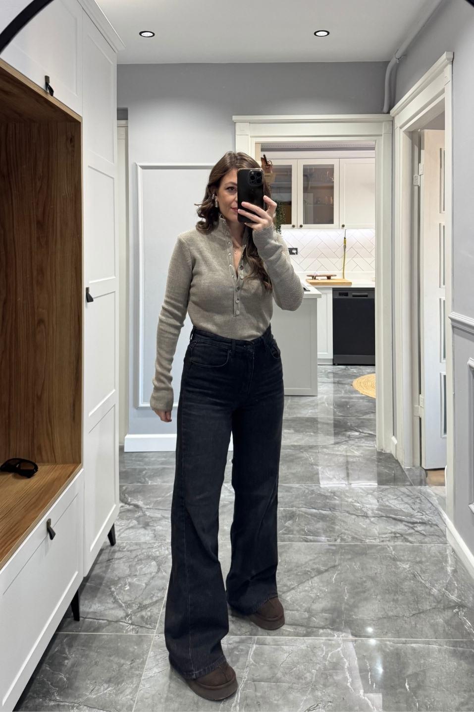 Elegance Knit Çıtçıtlı Kazak Vizon