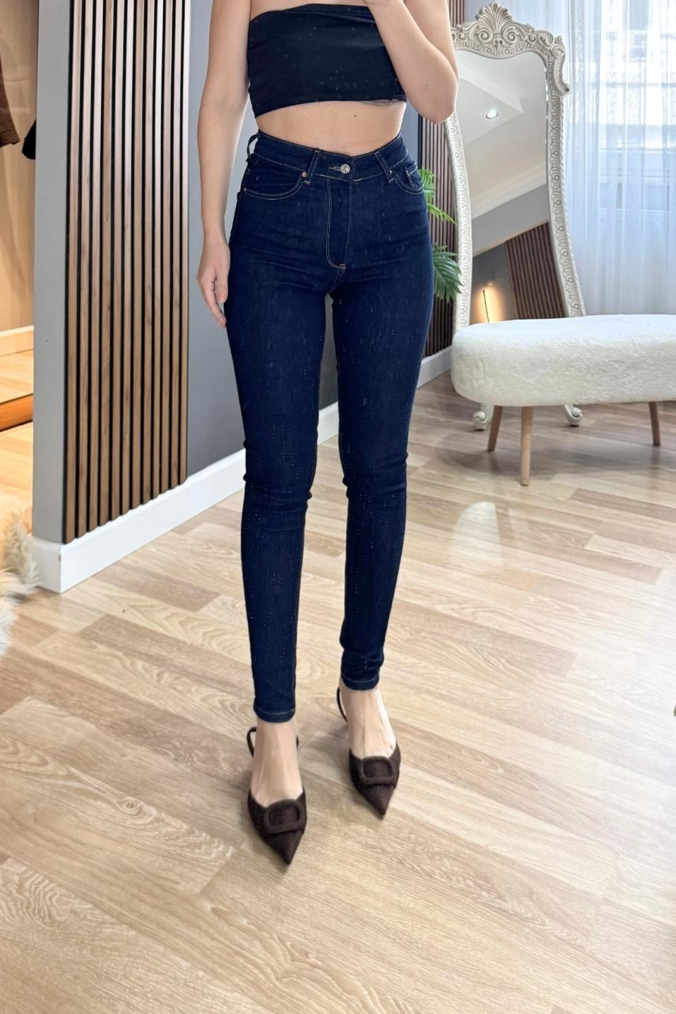 Yüksek Bel Skınny Toparlayıcı Jean Koyu Lacivert