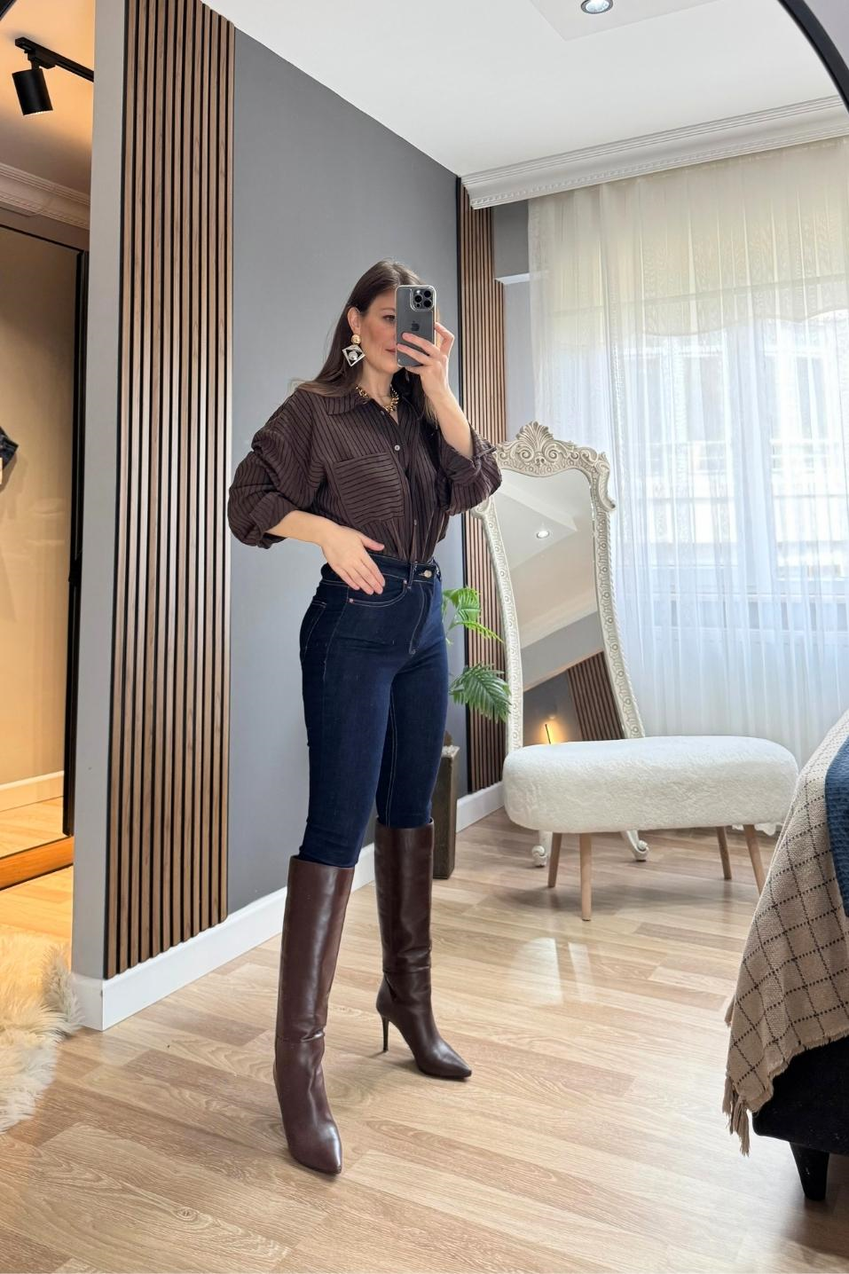 Yüksek Bel Skınny Toparlayıcı Jean Koyu Lacivert