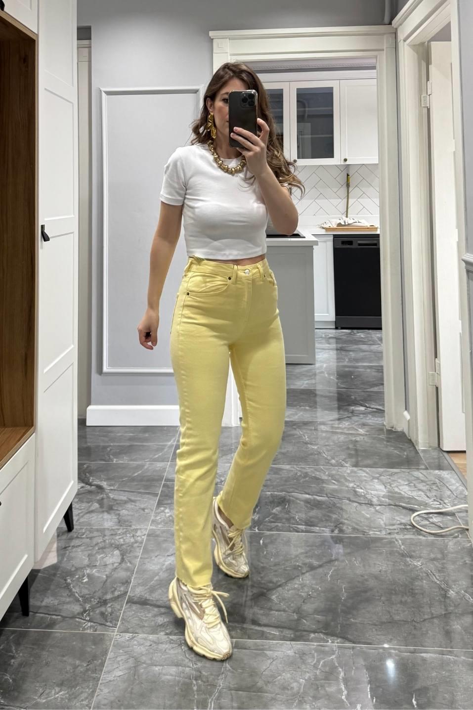 Zr Model Boyfit Jean Sarı