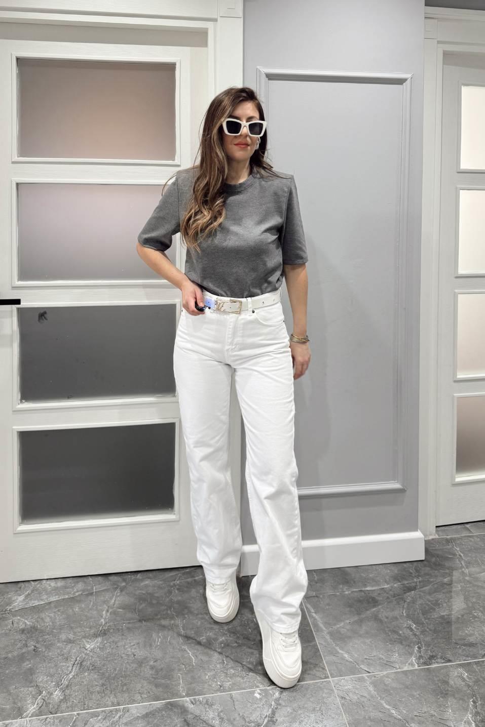 Zr Model Straight Jean Beyaz