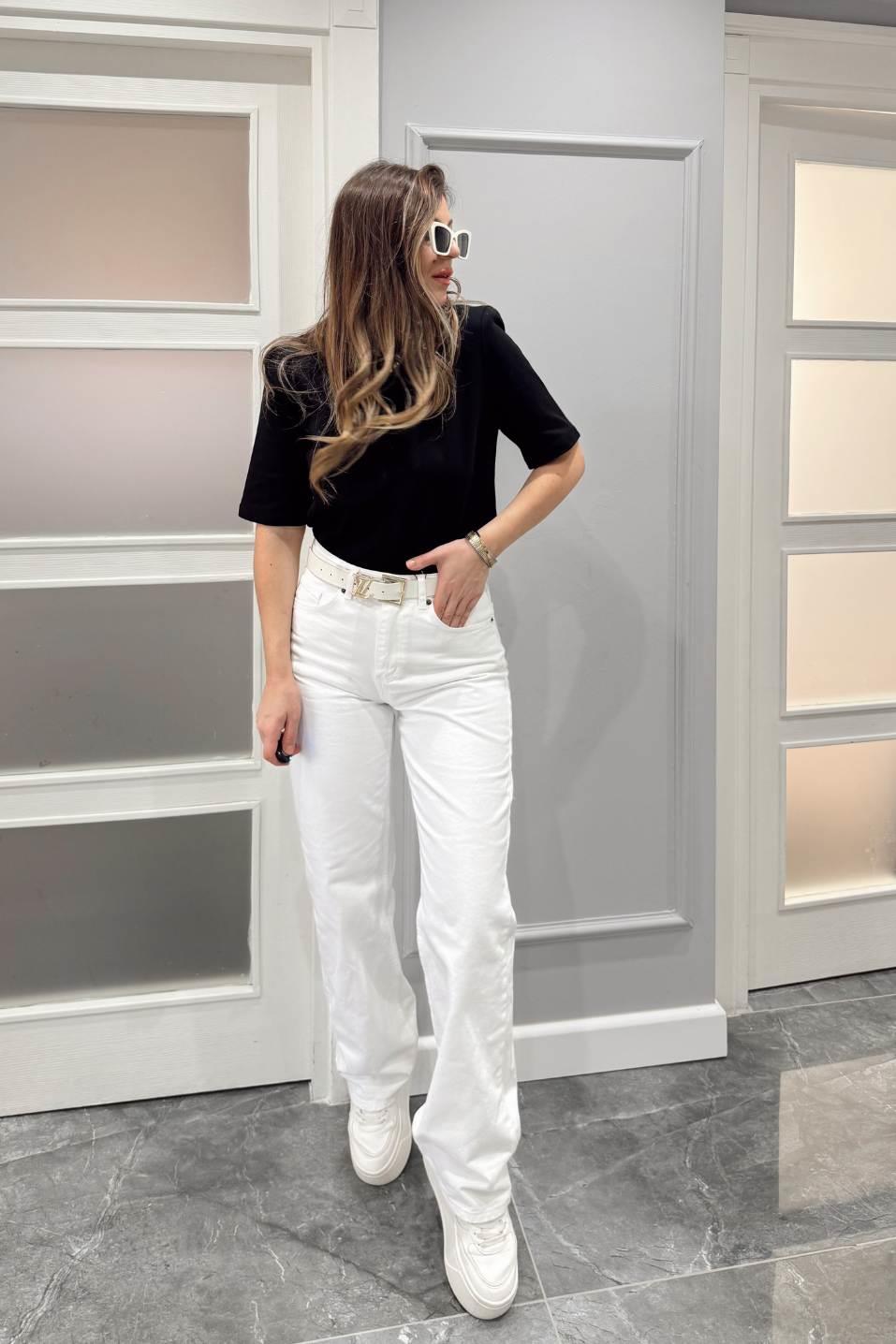 Zr Model Straight Jean Beyaz