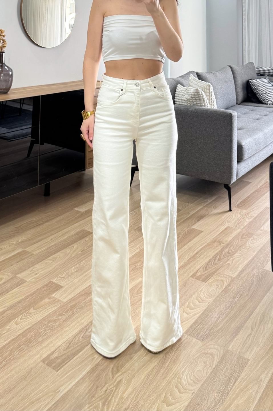 Zr Model Wide Leg Jean Ekru
