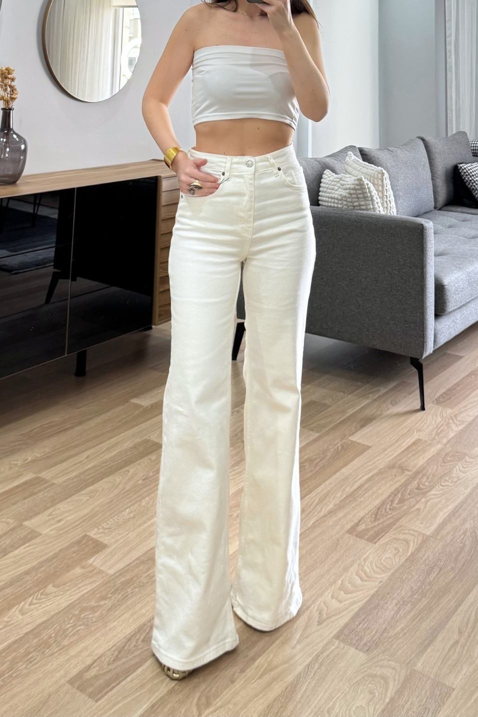 Zr Model Wide Leg Jean Ekru