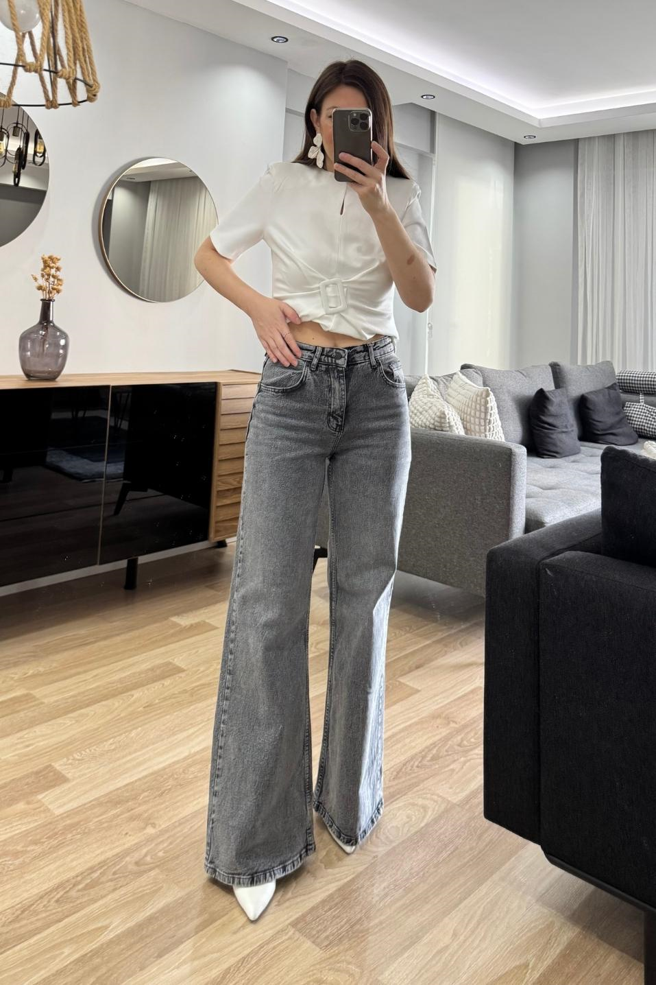 Zr Model Wide Leg Jean Gri