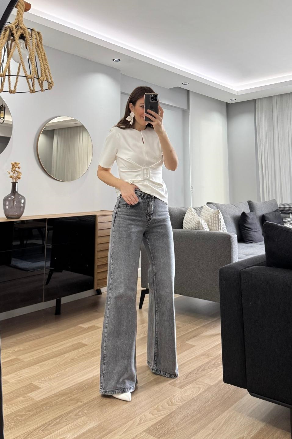 Zr Model Wide Leg Jean Gri