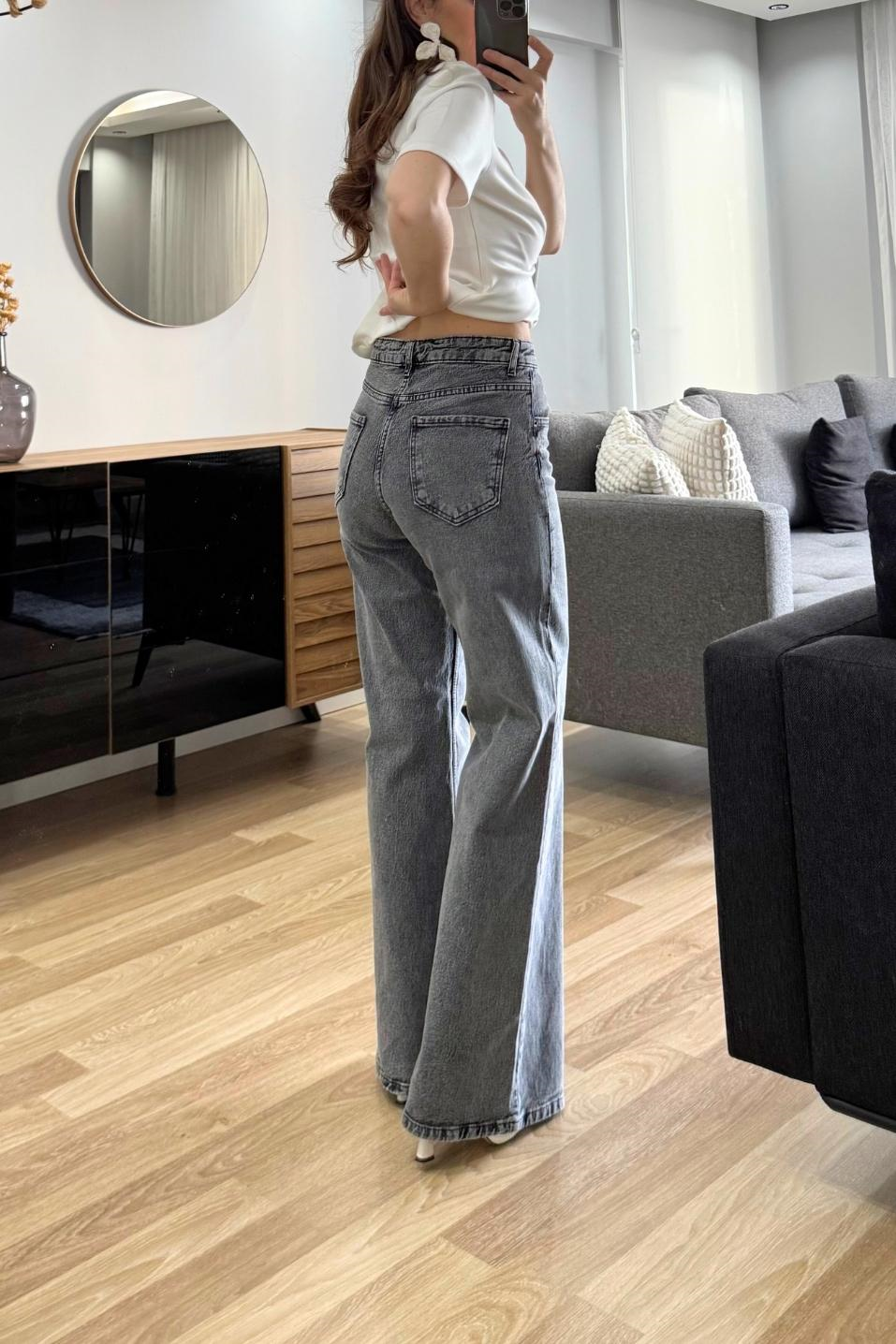 Zr Model Wide Leg Jean Gri