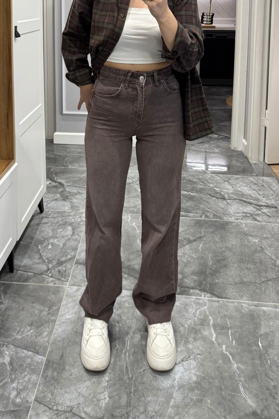 Zr Model Yıkamalı Straight Jean Kahverengi