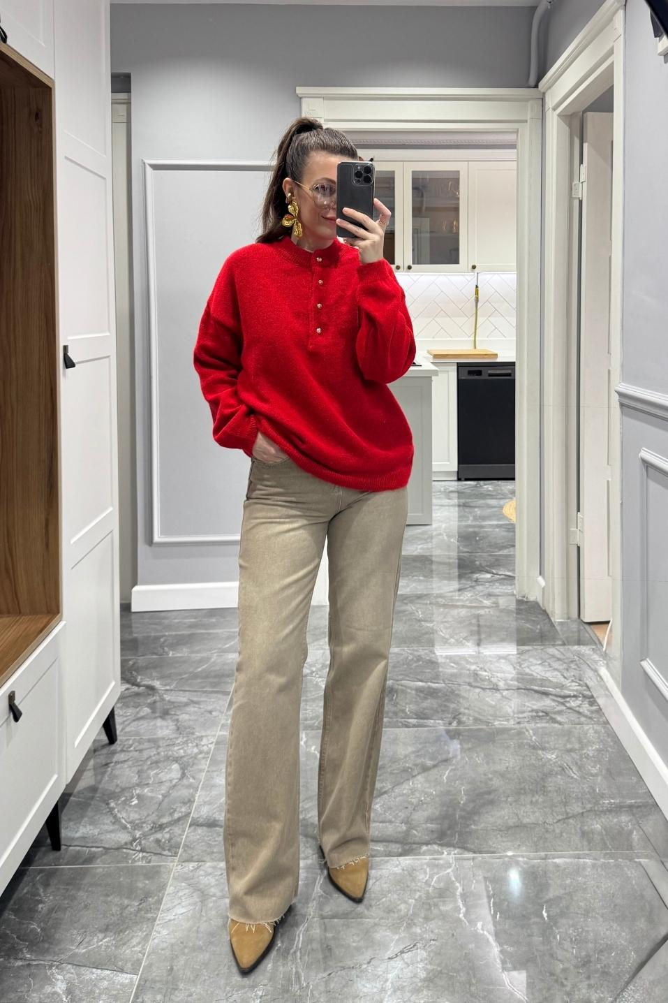 Zr Model Yıkamalı Straight Jean Bej