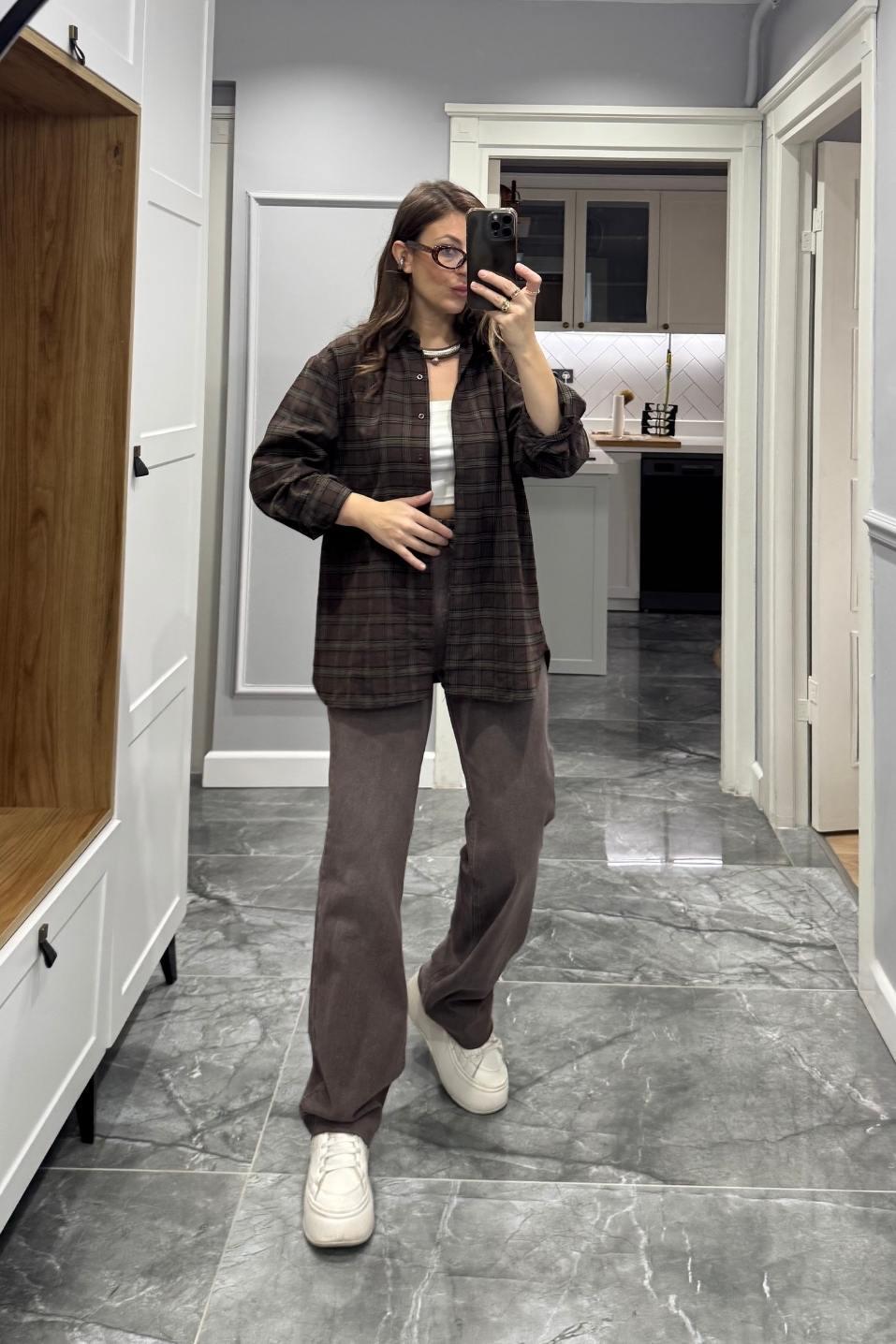 Zr Model Yıkamalı Straight Jean Kahverengi