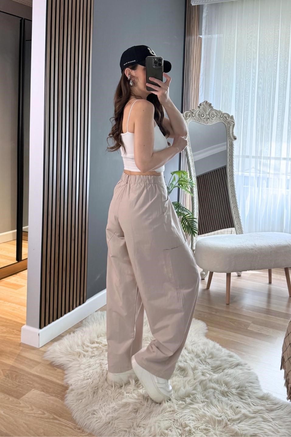 Şalvar Kesim Wide Pantolon Bej