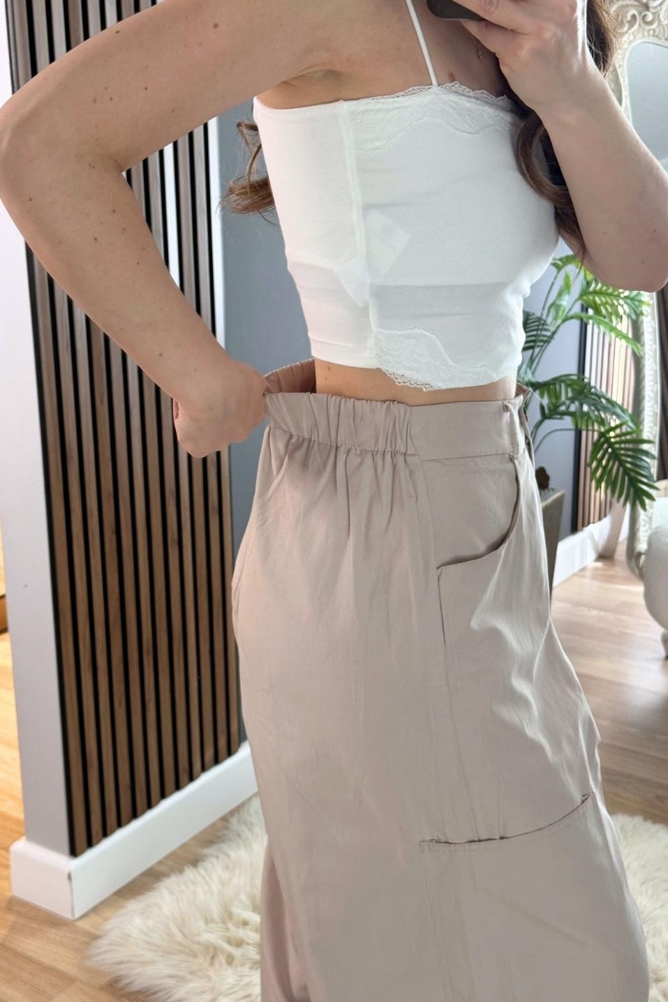 Şalvar Kesim Wide Pantolon Bej