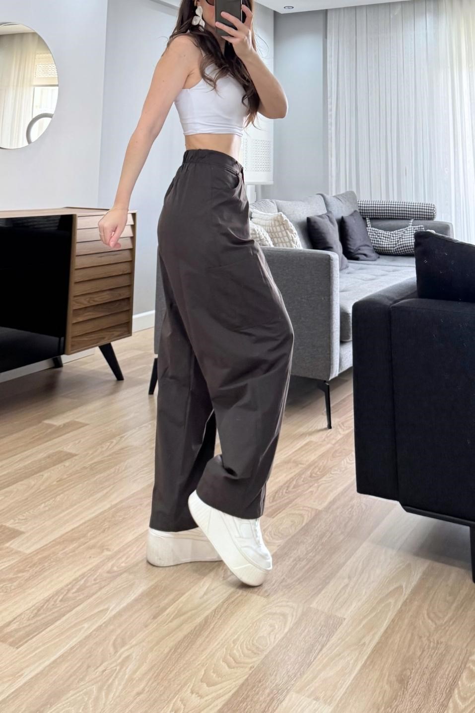Şalvar Kesim Wide Pantolon Kahverengi