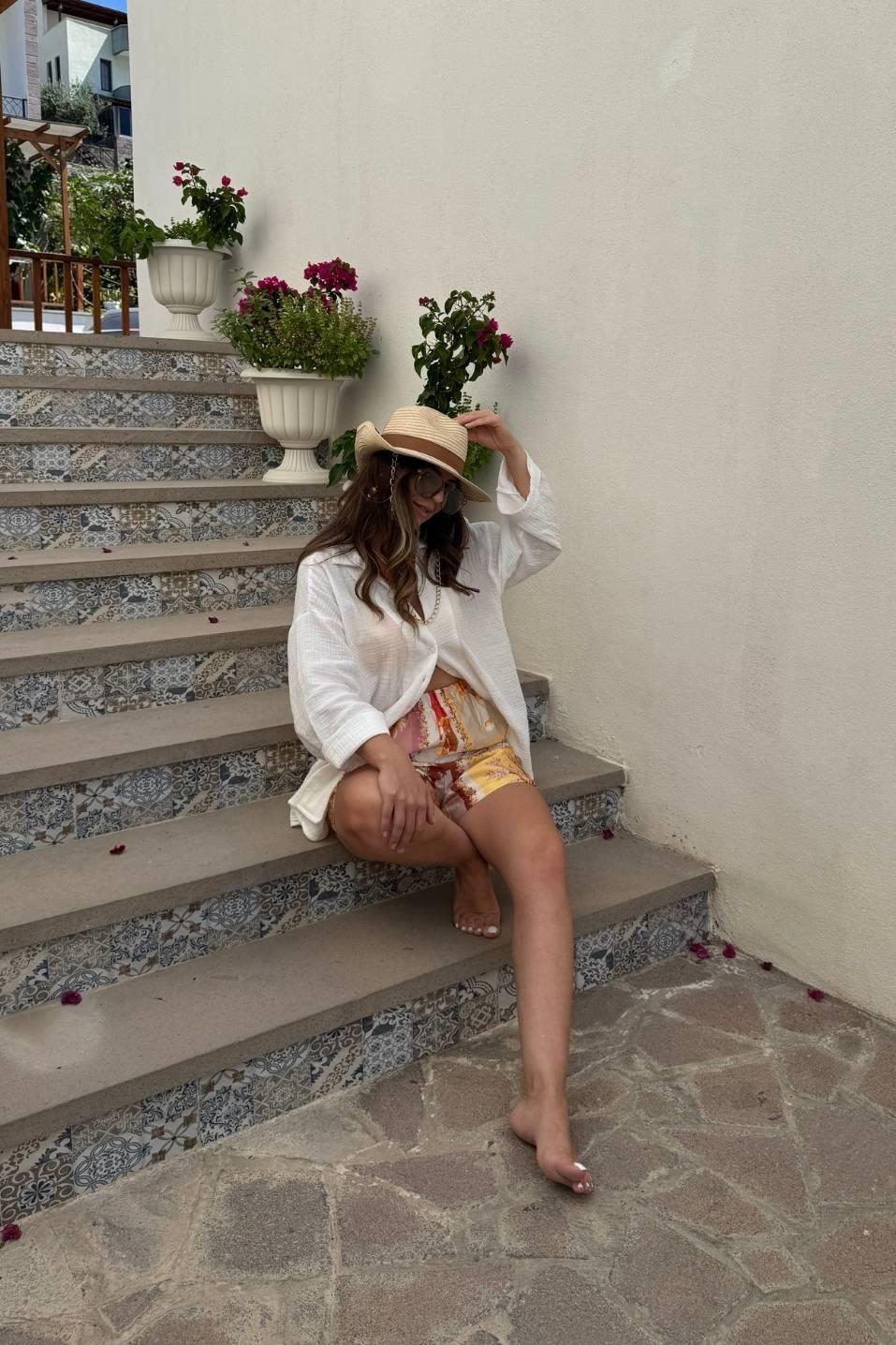 Etnik Desen Şort Multi Color