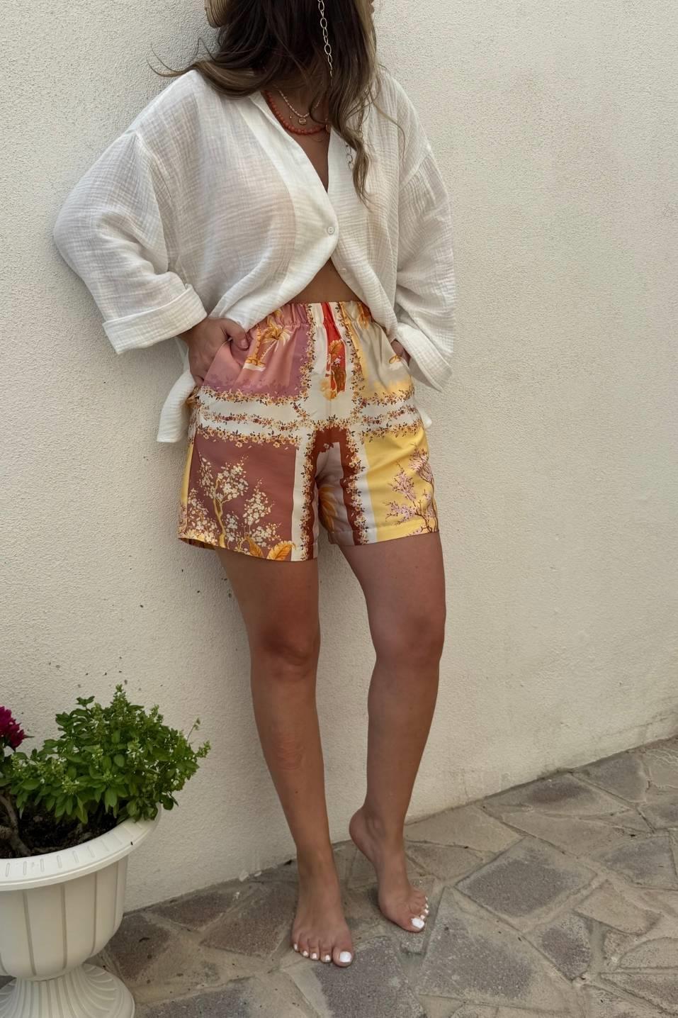 Etnik Desen Şort Multi Color