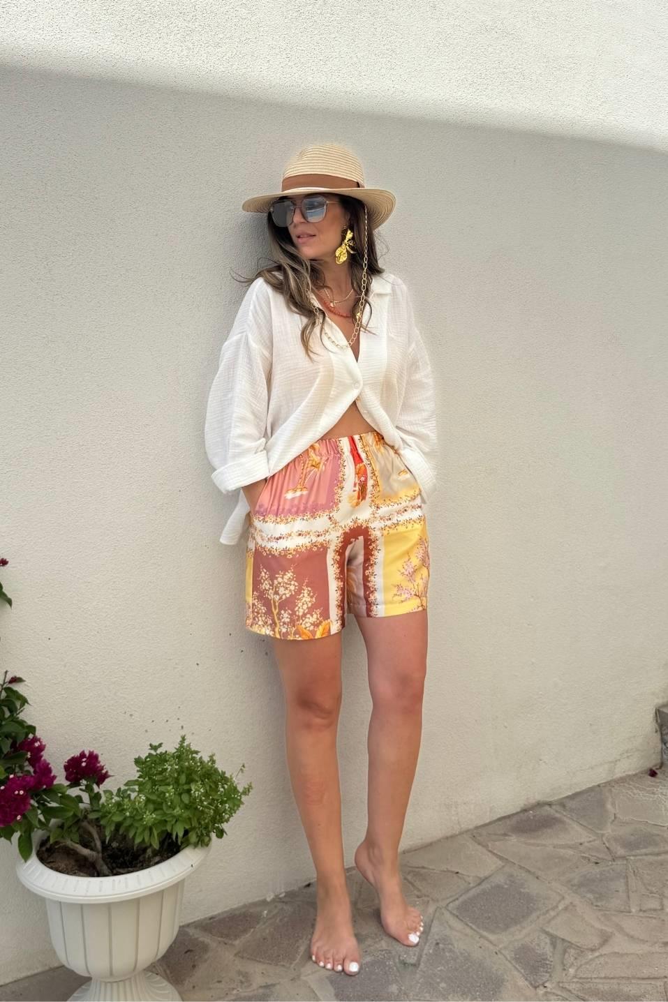 Etnik Desen Şort Multi Color